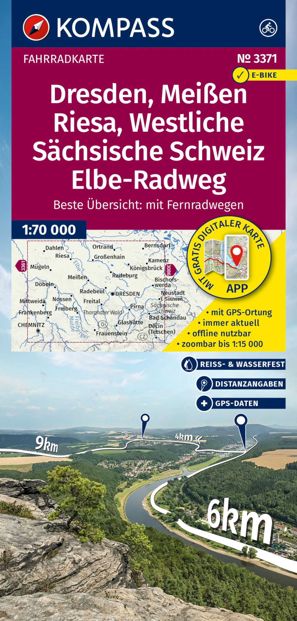 KOMPASS Fahrradkarte 3371 Dresden, Meißen, Westliche Sächsische Schweiz 1:70.000 Leisure, Home & Garden