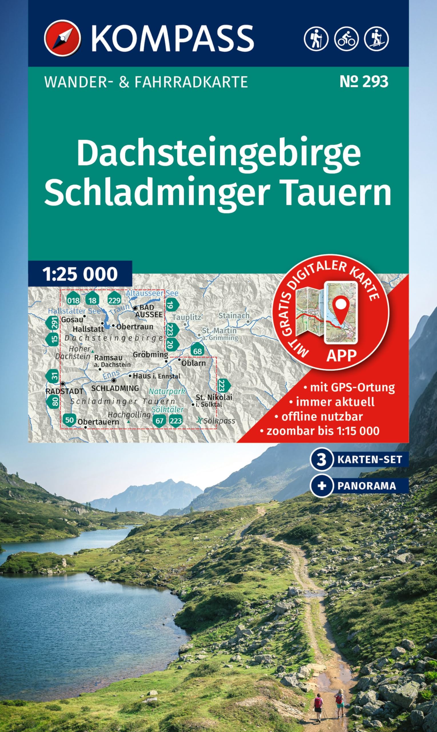 KOMPASS Wanderkarten-Set 293 Dachsteingebirge, Schladminger Tauern (3 Karten) 1:25.000 Leisure, Home & Garden