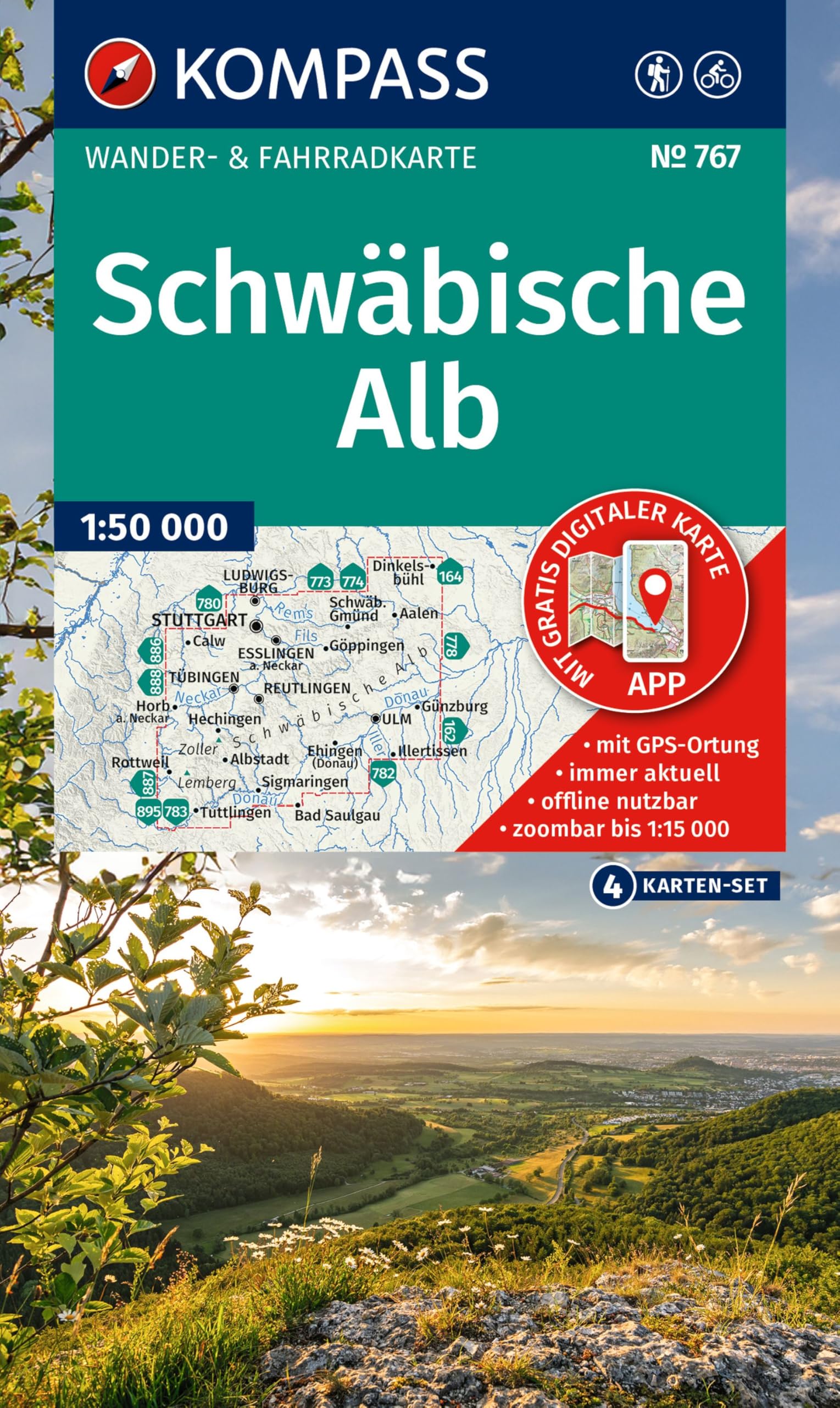 KOMPASS Wanderkarten-Set 767 Schwäbische Alb (4 Karten) 1:50.000: Wander- und Fahrradkarte in einem - inklusive Offline-Verwendung in der KOMPASS-App. Wander-& Radwege. Leisure, Home & Garden