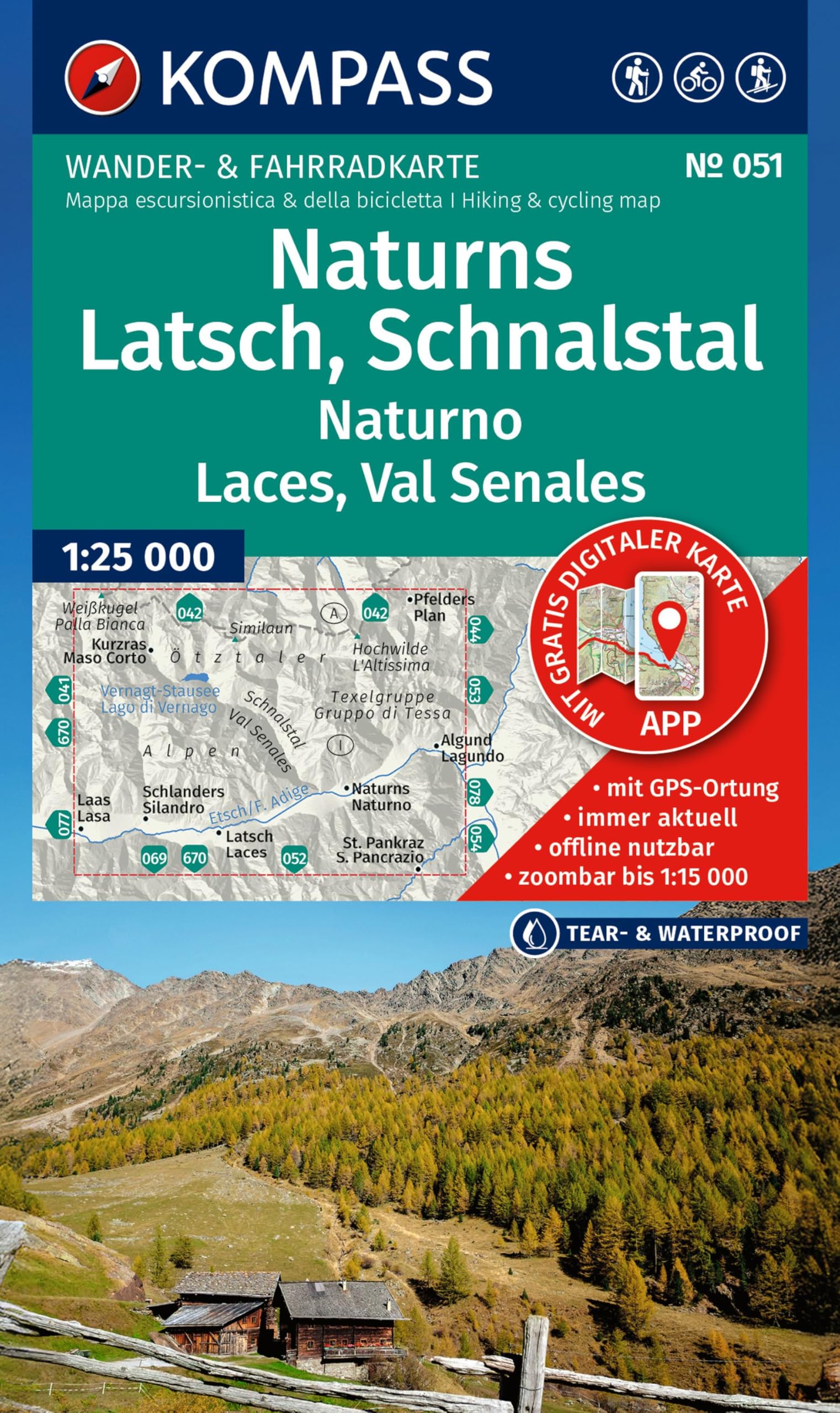 KOMPASS Wanderkarte 051 Naturns, Latsch, Schnalstal / Naturno, Laces, Val Senales 1:25.000 Leisure, Home & Garden