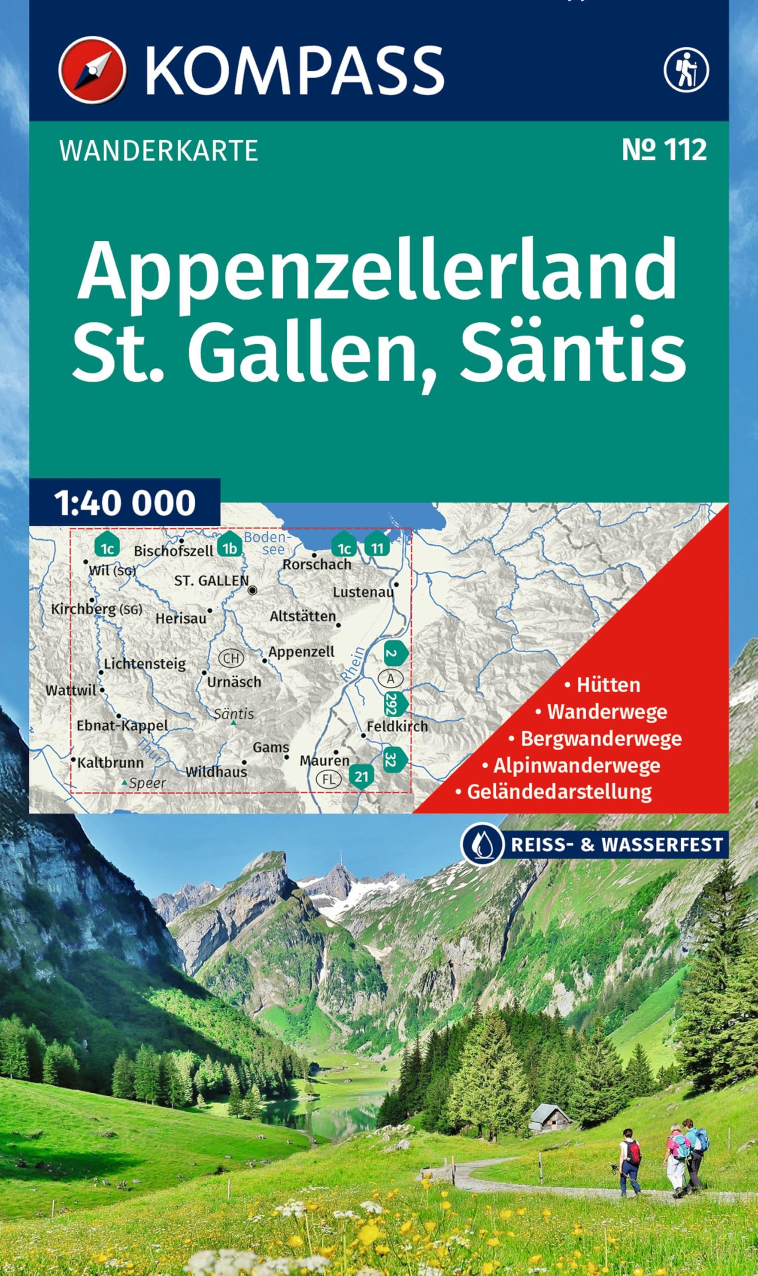 KOMPASS Wanderkarte 112 Appenzellerland, St. Gallen, Säntis 1:40.000 Leisure, Home & Garden