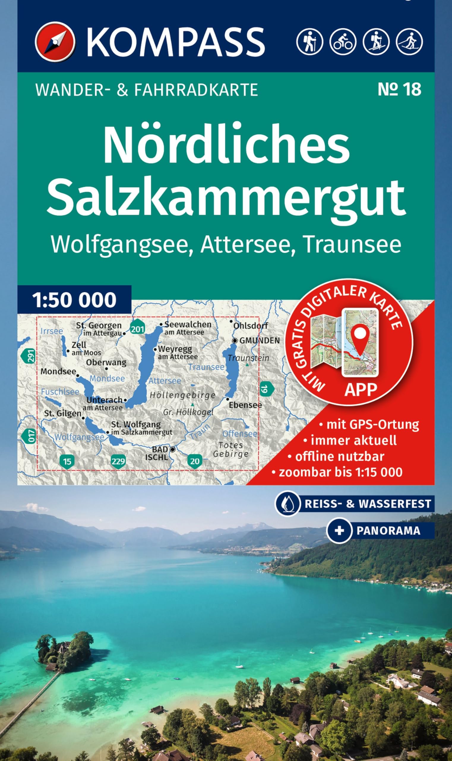 KOMPASS Wanderkarte 18 Nördliches Salzkammergut, Wolfgangsee, Attersee, Traunsee 1:50.000 Leisure, Home & Garden