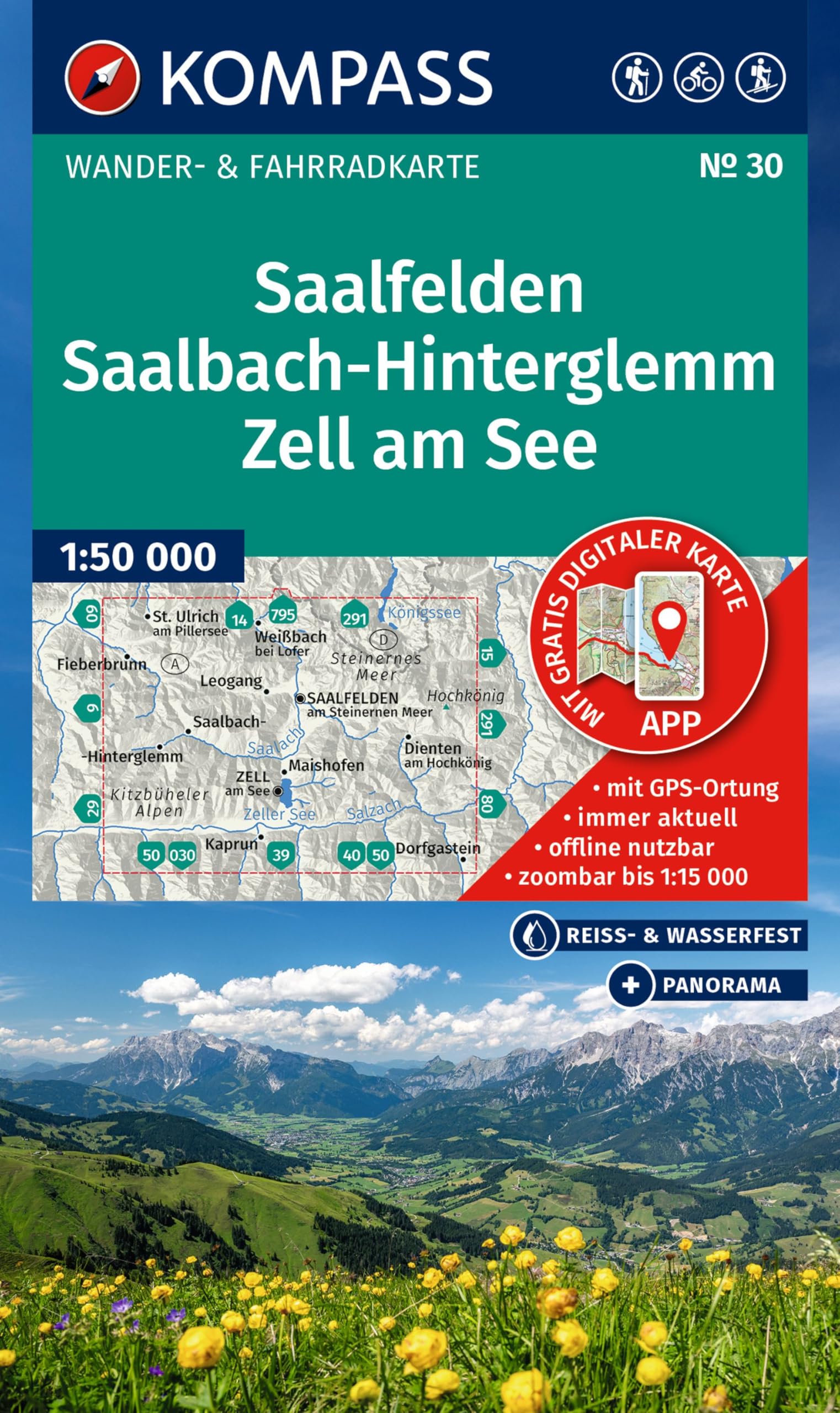 KOMPASS Wanderkarte 30 Saalfelden, Saalbach-Hinterglemm, Zell am See 1:50.000 Leisure, Home & Garden
