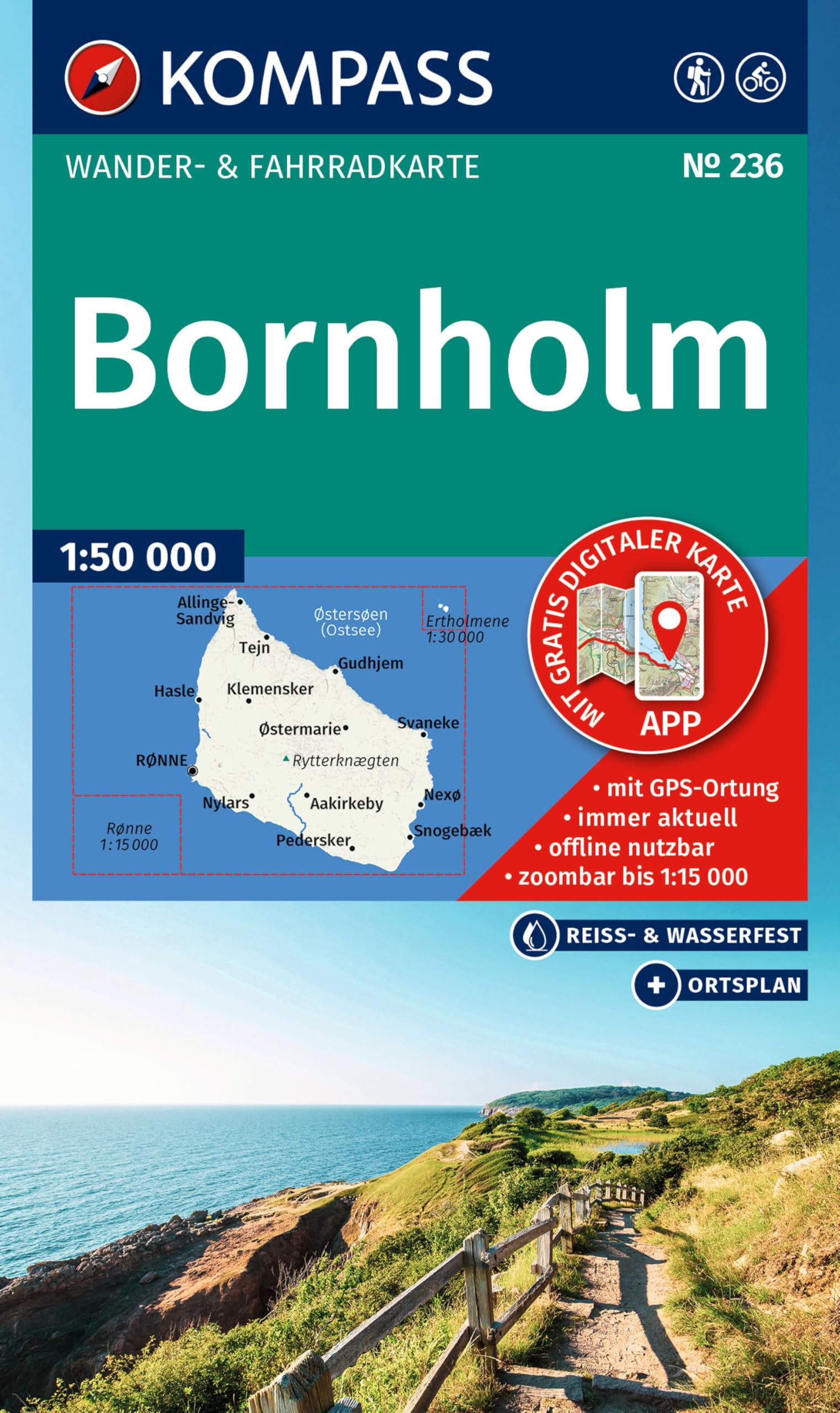 KOMPASS Wanderkarte 236 Bornholm 1:50.000 Leisure, Home & Garden