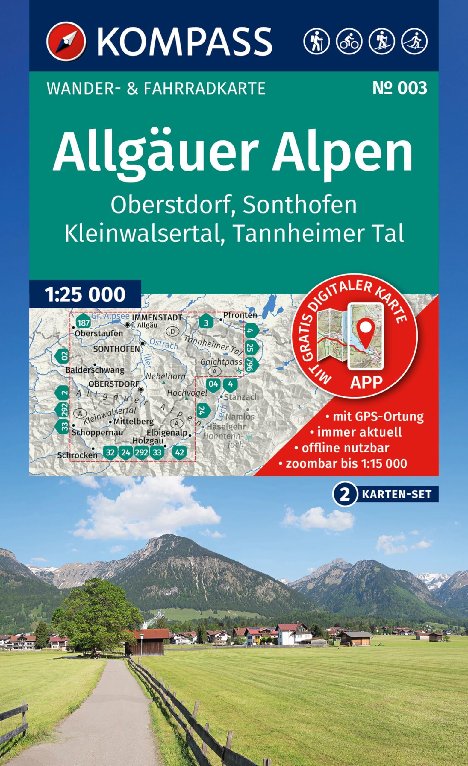 KOMPASS Wanderkarten-Set 003 Allgäuer Alpen, Oberstdorf, Sonthofen, Kleinwalsertal, Tannheimer Tal (2 Karten) 1:25.000 Leisure, Home & Garden