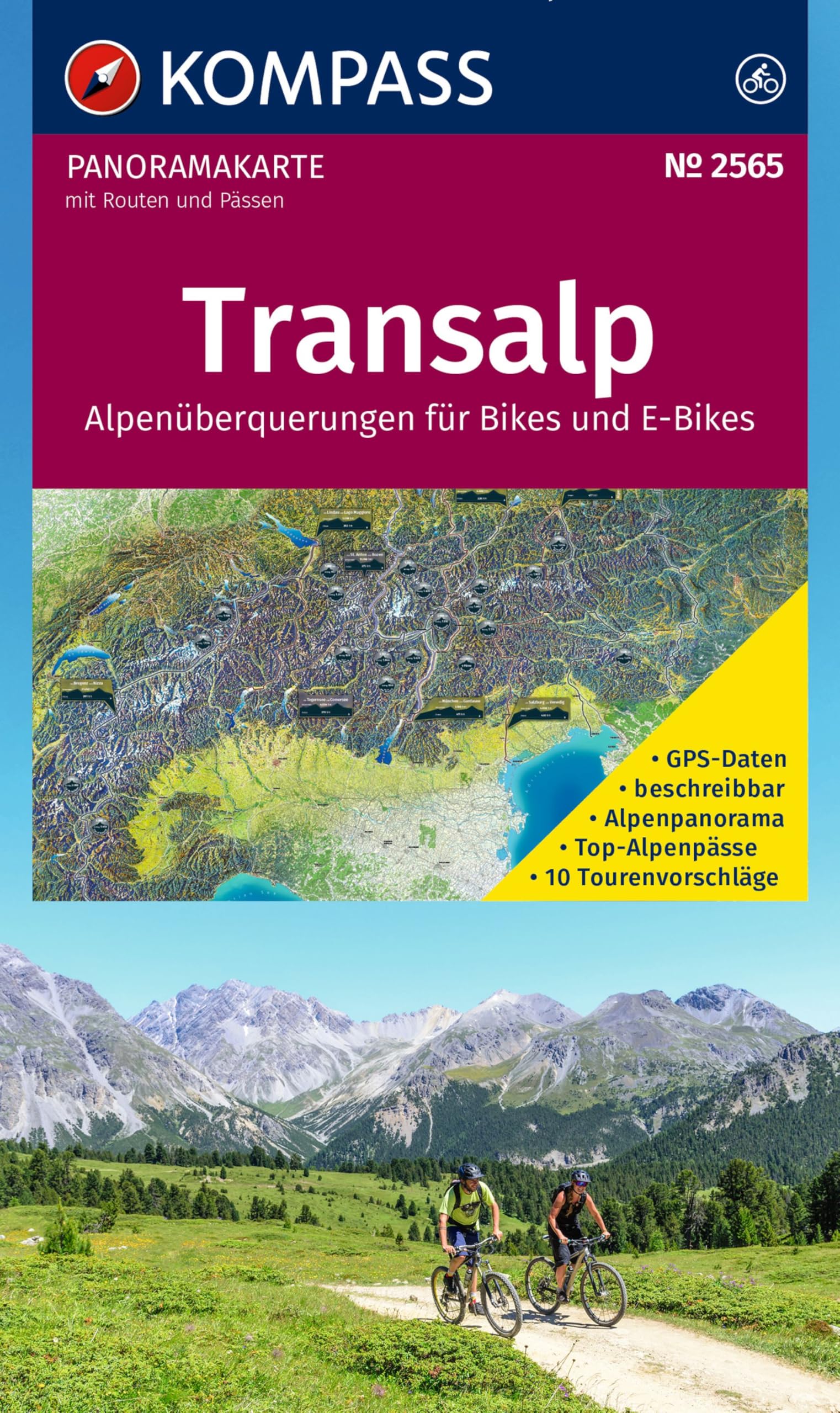 KOMPASS Radfernwegekarte Transalp Panoramakarte 1:2 Mio. Leisure, Home & Garden