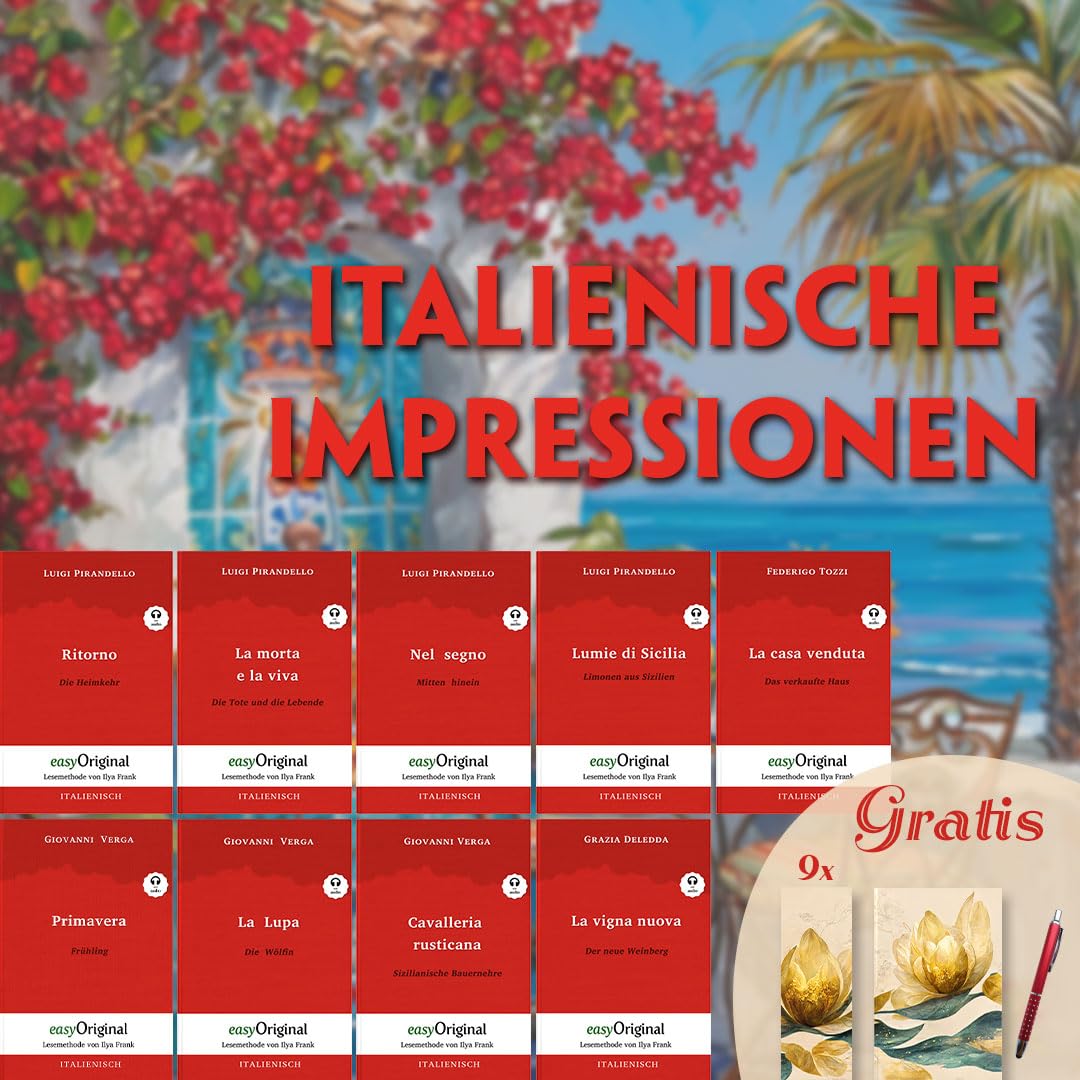 Italienische Impressionen (3 Bücher + Audio-Online + exklusive Extras) - Frank-Lesemethode, m. 9 Audio, m. 9 Audio, 9 Teile: Weg mit dem Lehrbuch - ... und perfektionieren durch Eintauchen Essays & Short Stories
