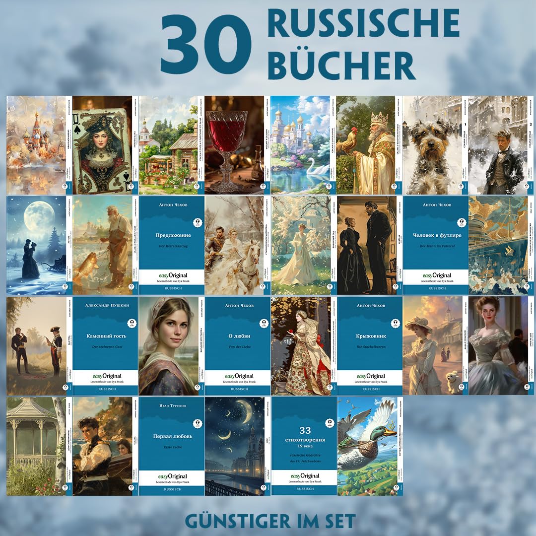 30 russische Bücher (30 Bücher + Audio-Online) - Frank-Lesemethode - Kommentierte zweisprachige Ausgabe Russisch-Deutsch, m. 30 Audio, m. 30 Audio, 30 ... und perfektionieren durch Eintauchen Essays & Short Stories
