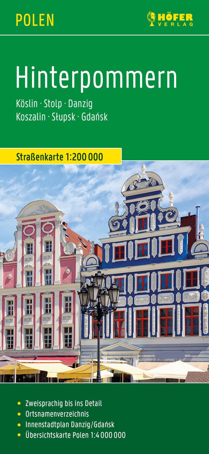Hinterpommern, Straßenkarte 1:200.000, Höfer Verlag: Köslin - Stolp - Danzig, mit Innenstadtplan Danzig/Gdánsk Leisure, Home & Garden