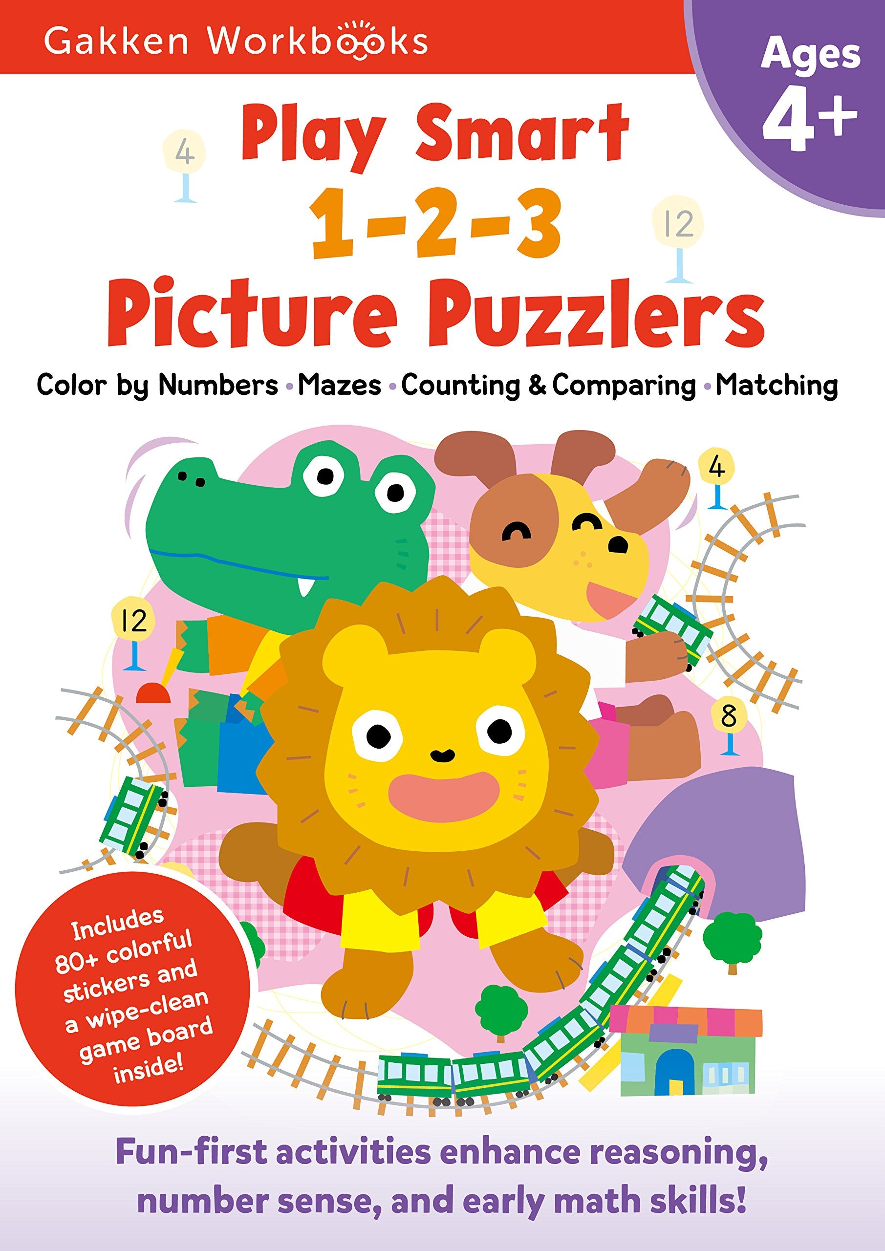 Play Smart 1-2-3 Picture Puzzlers Age 4+: Pre-K Activity Workbook with Stickers for Toddlers Ages 4, 5, 6: Learn Using Favorite Themes: Tracing, Mazes, Counting (Full Color Pages) Non-fiction