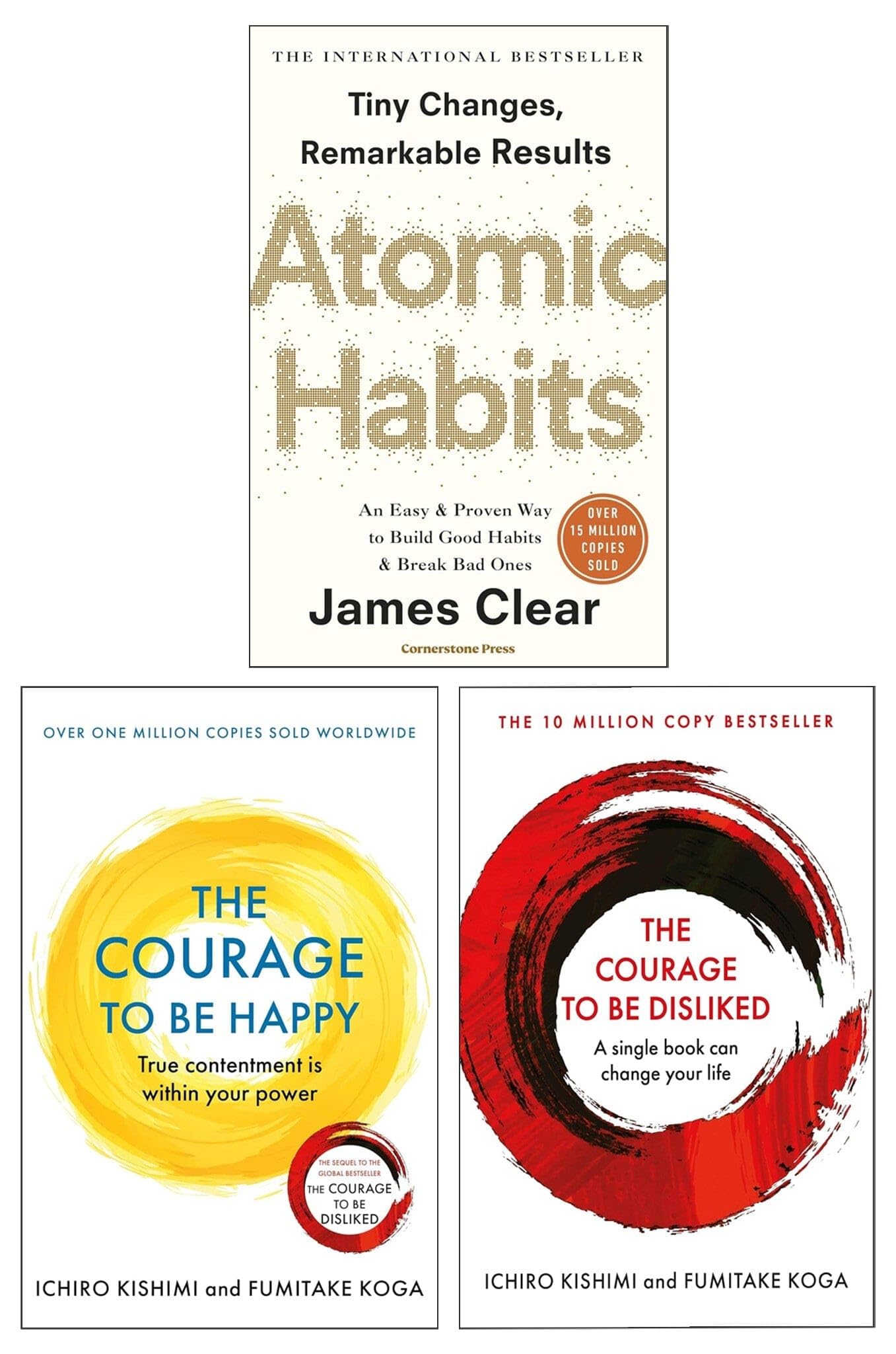 Atomic Habits, The Courage to be Disliked & The Courage to be Happy 3 Books Collection Set Philosophy