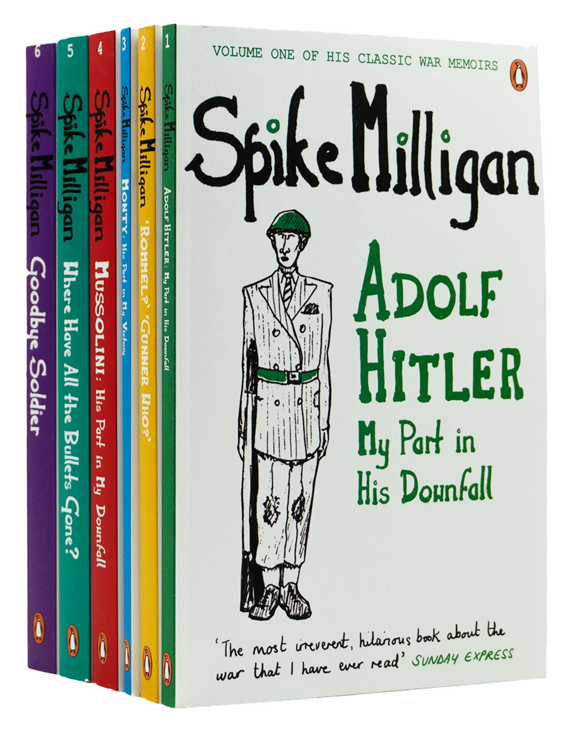 Milligan Memoirs Series von Spike Milligan 6 Bücher-Sammlungsset (Adolf Hitler, „Rommel?“, „Gunner Who?“, Monty, Mussolini, Where Have All the Bullets Gone? & Goodbye Soldier) Contemporary literature