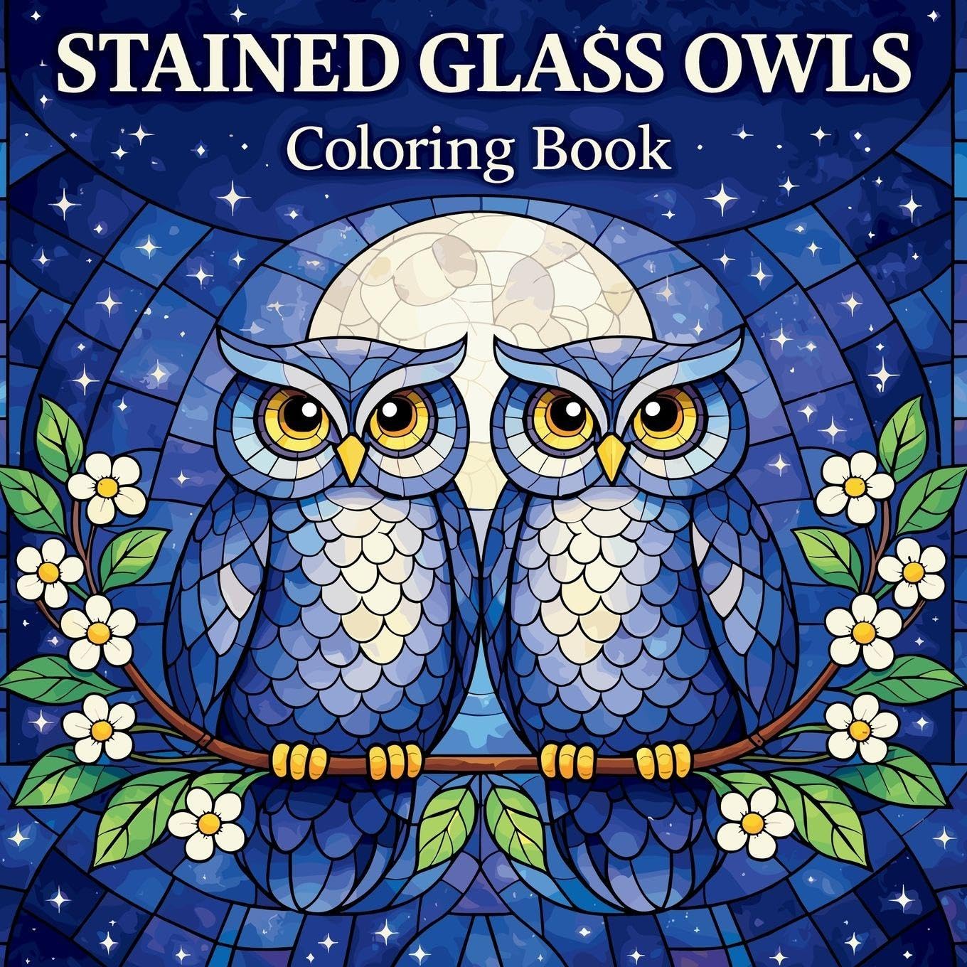 Stained Glass Owls Coloring Book Film, Art & Culture