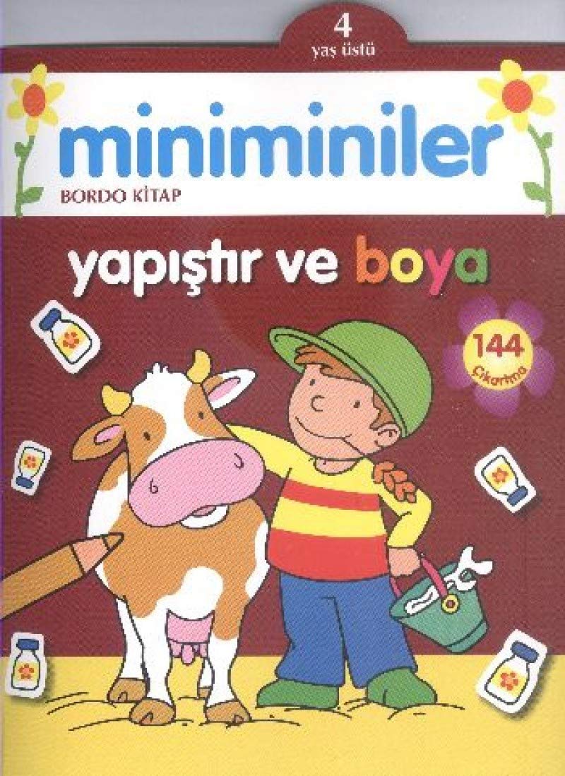 Miniminiler Bordo Kitap Yapistir ve Boya 4 Yas Ustu Books
