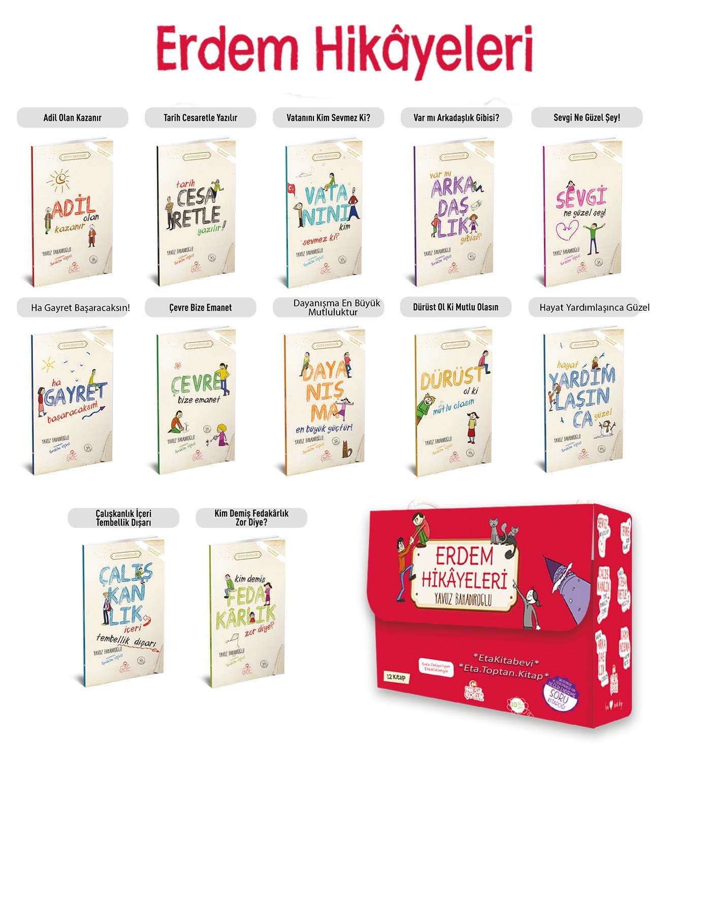 Erdem Hikayeleri - Dürüst Ol Ki Mutlu Olasın - 12 Kitap Set Fairy Tales & Legends