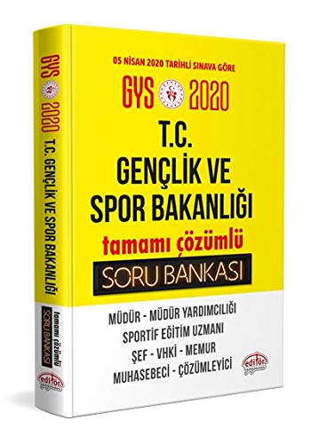 Edit?r Yay?nlar? 2020 GYS T.C. Gen?lik ve Spor Bakanl??? Tamam? ??z?ml? Soru Bankas? Books