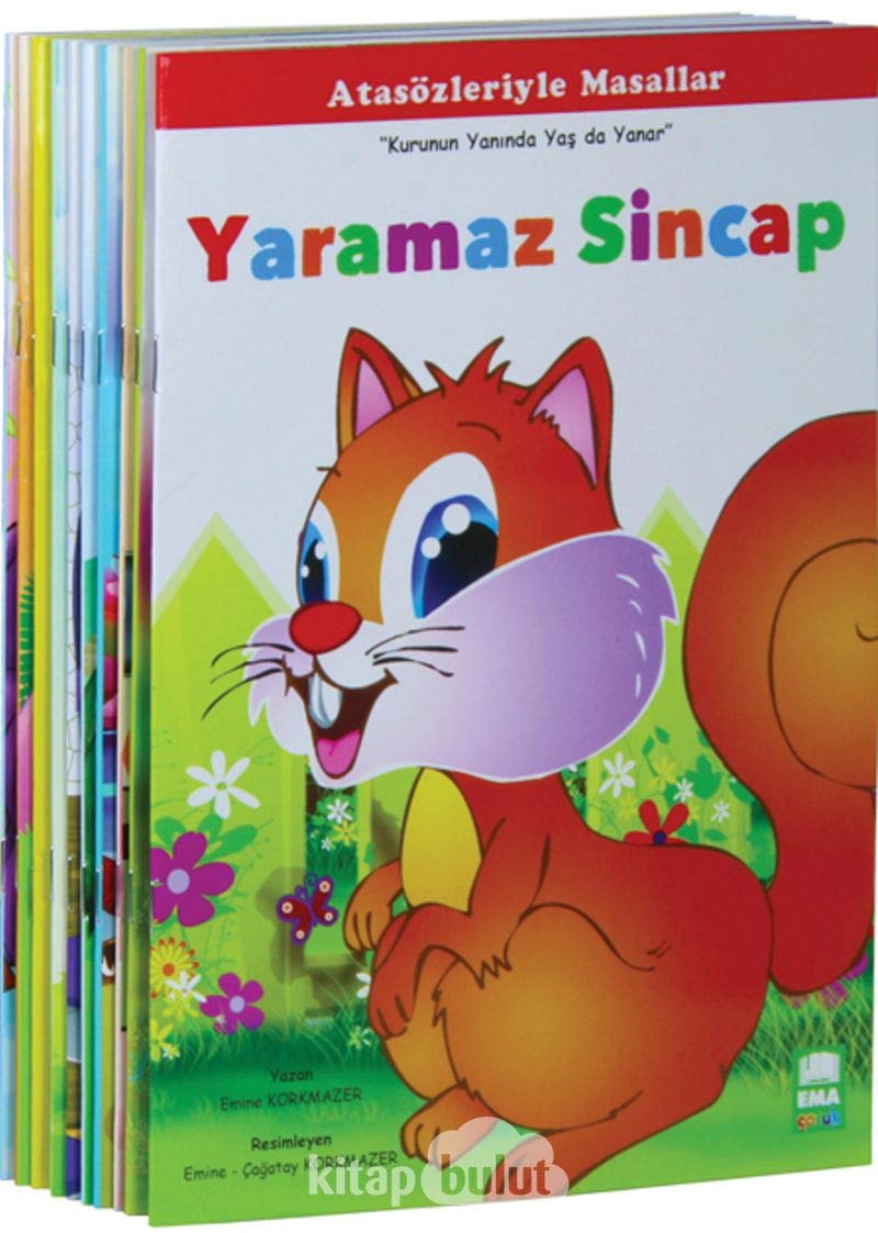 Atasözleriyle Masallar Seti Düz Yazılı (10 Kitap Takım Büyük Boy) Books