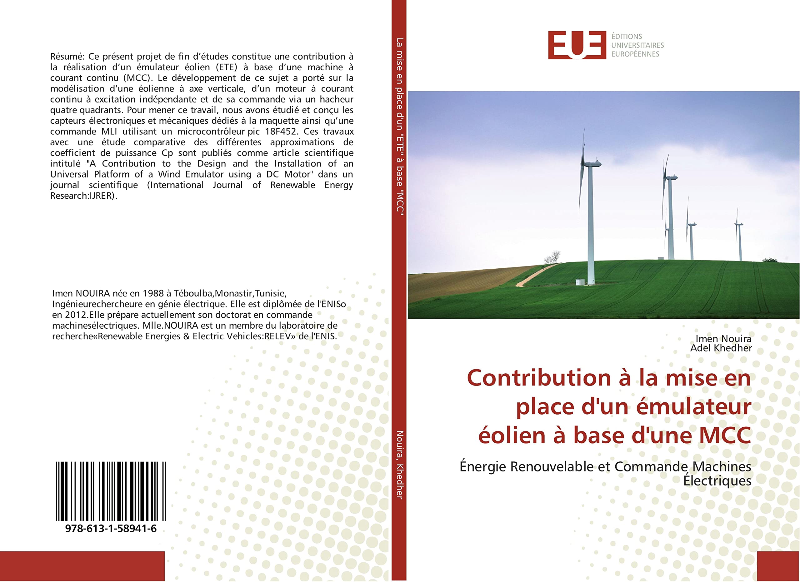 Contribution à la mise en place d'un émulateur éolien à base d'une MCC: Énergie Renouvelable et Commande Machines Électriques book