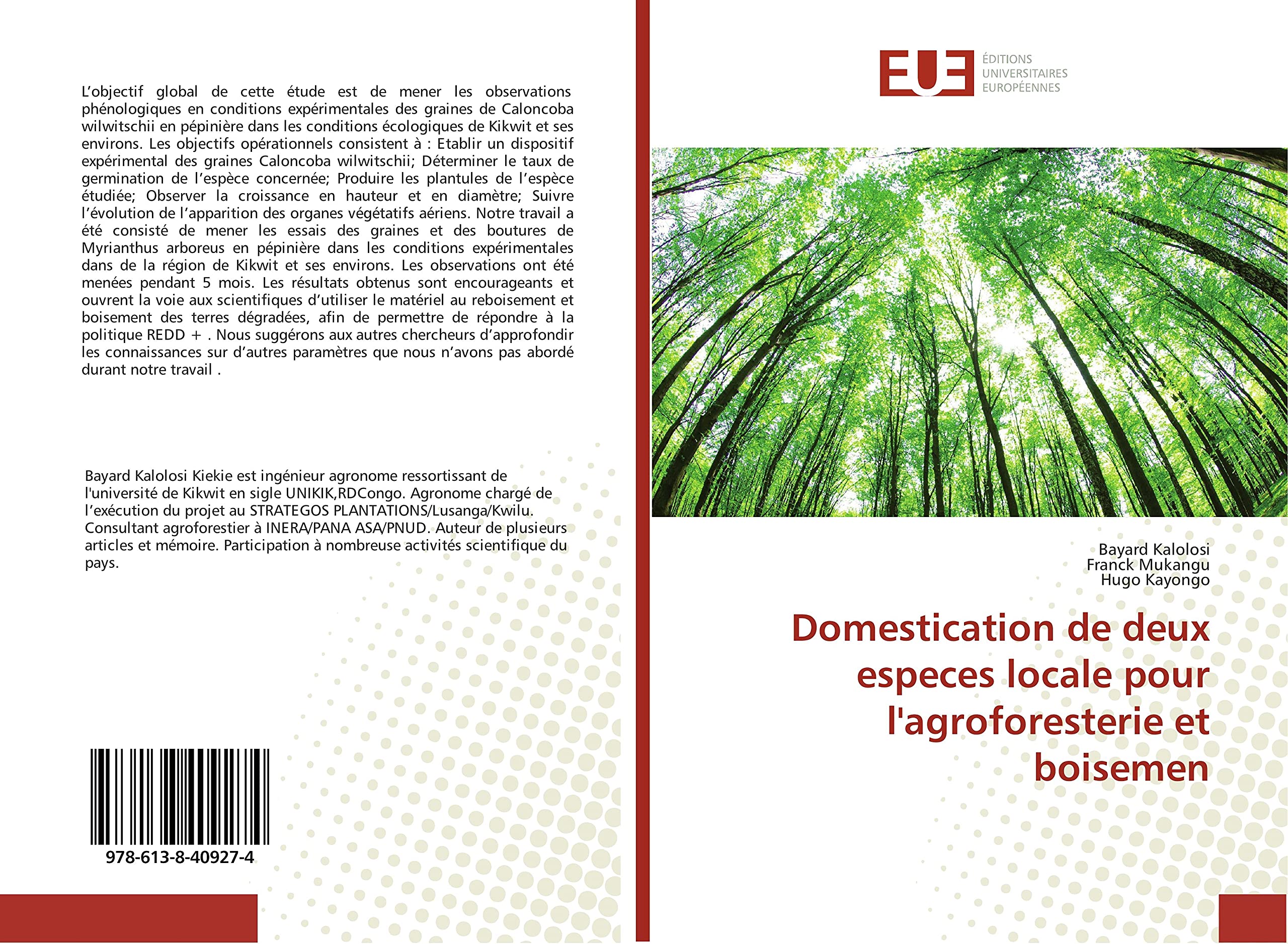 Domestication de deux especes locale pour l'agroforesterie et boisemen book