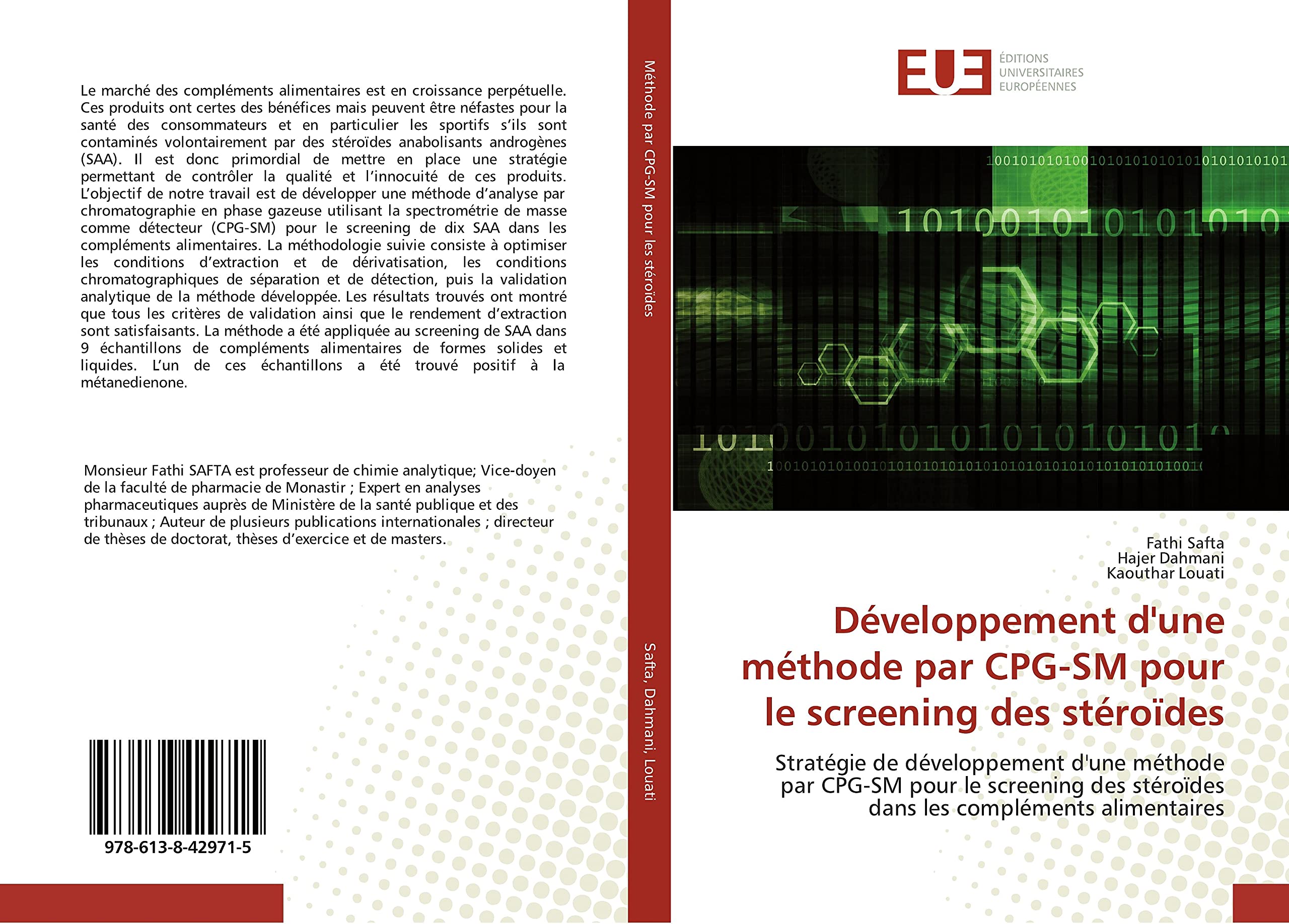 Developpement d'une methode par CPG-SM pour le screening des steroïdes: Stratégie de développement d'une méthode par CPG-SM pour le screening des stéroïdes book