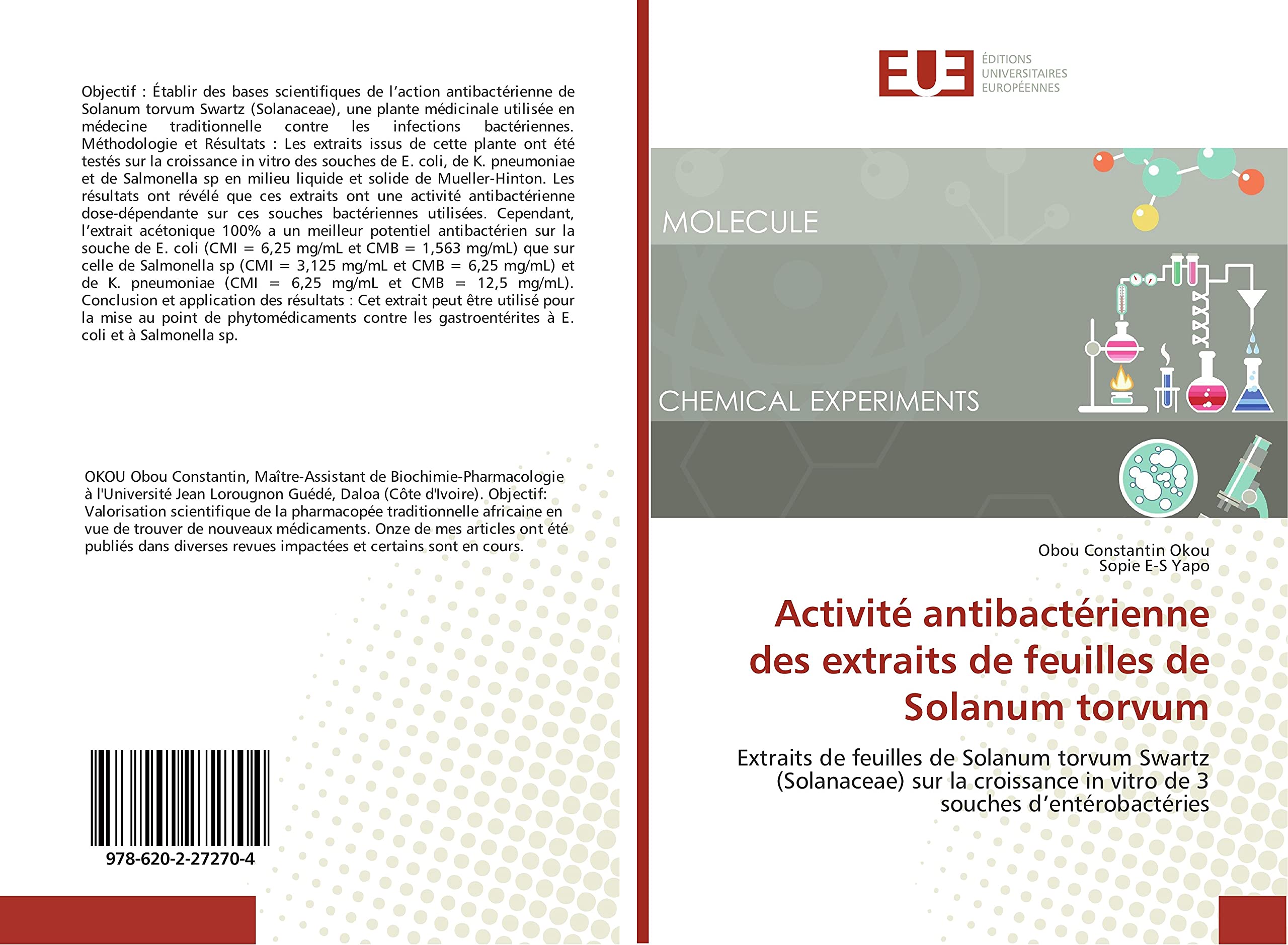 Activité antibactérienne des extraits de feuilles de Solanum torvum book