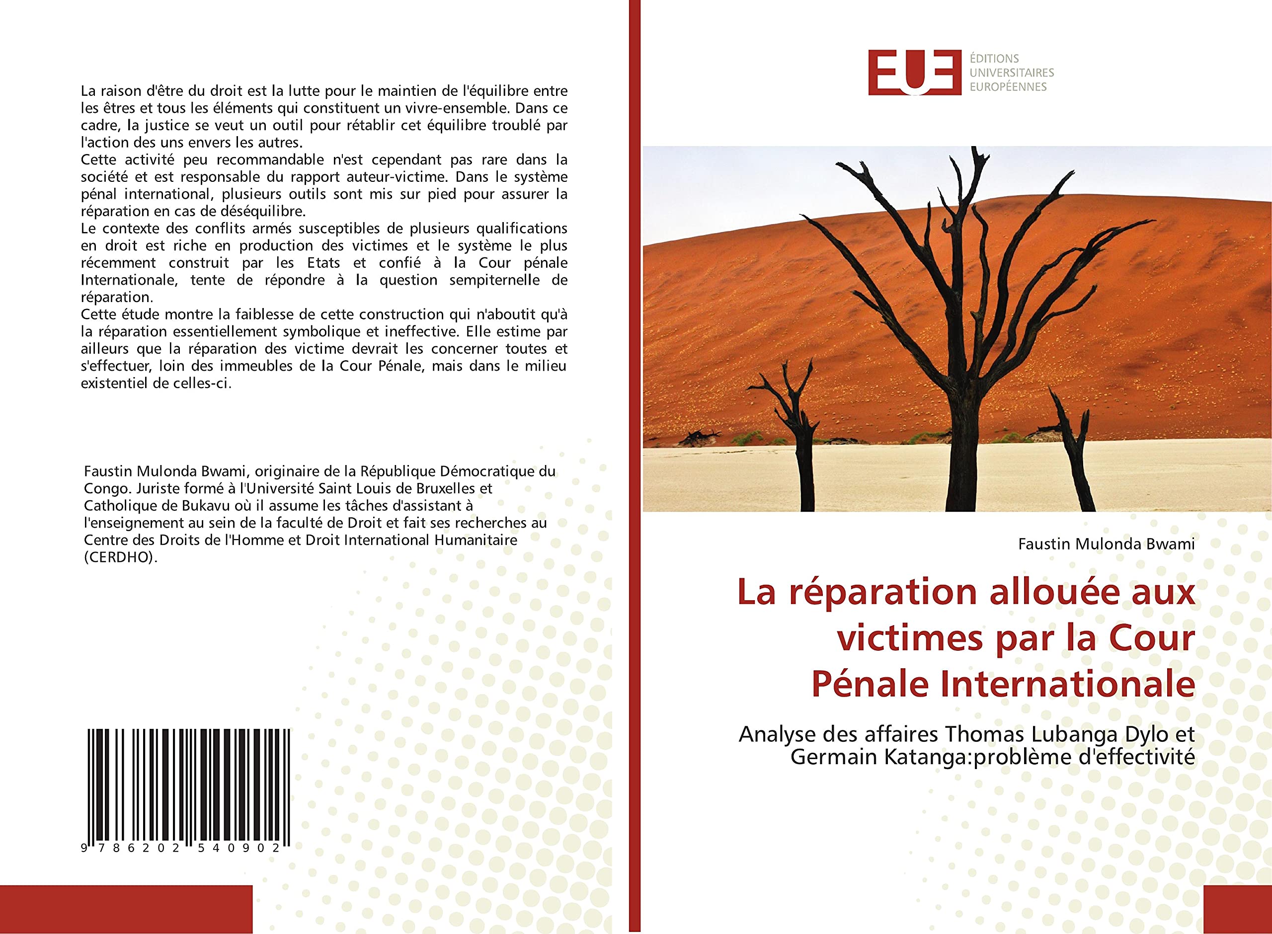 La réparation allouée aux victimes par la Cour Pénale Internationale: Analyse des affaires Thomas Lubanga Dylo et Germain Katanga:problème d'effectivité book