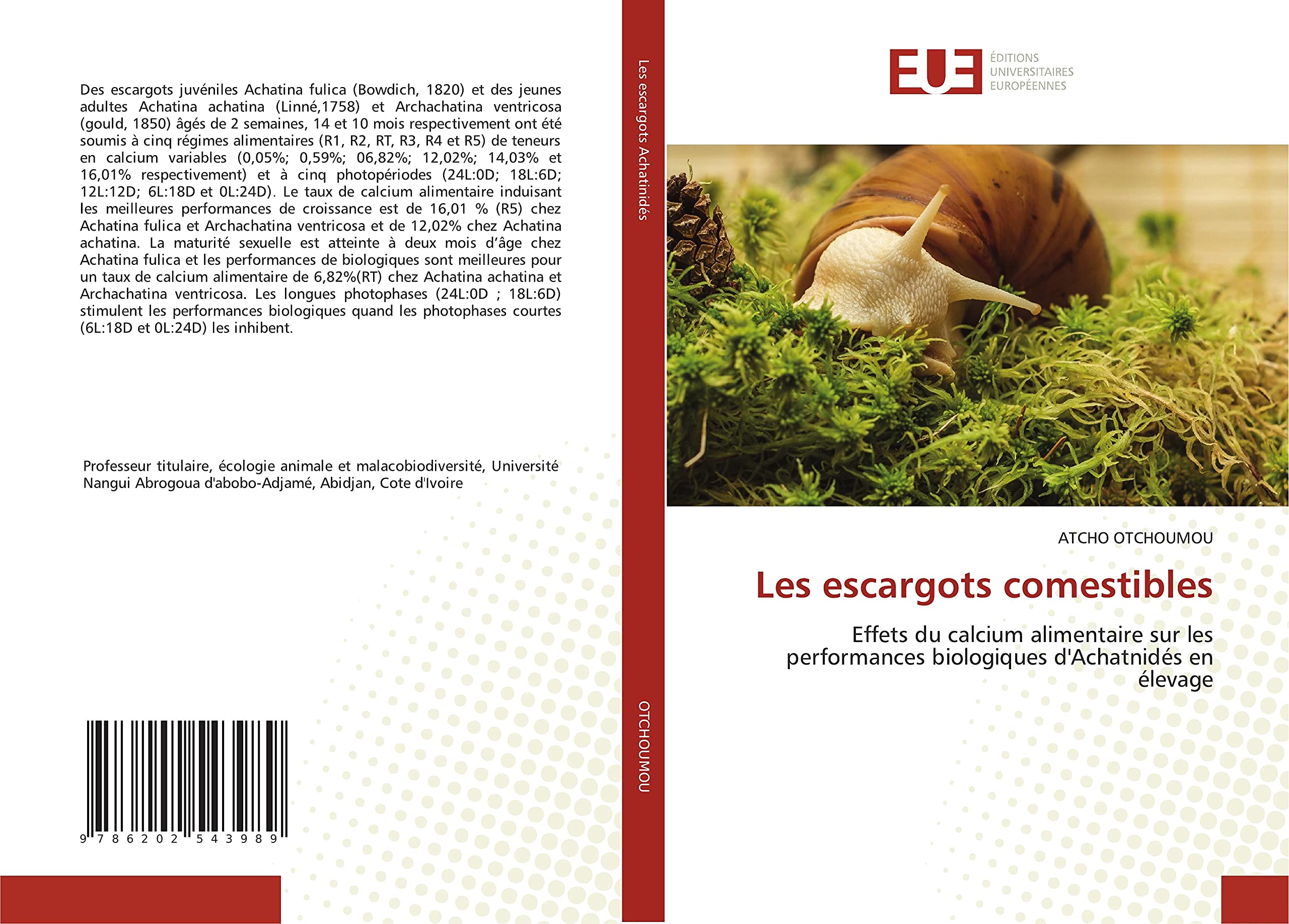 Les escargots comestibles: Effets du calcium alimentaire sur les performances biologiques d'Achatnidés en élevage book