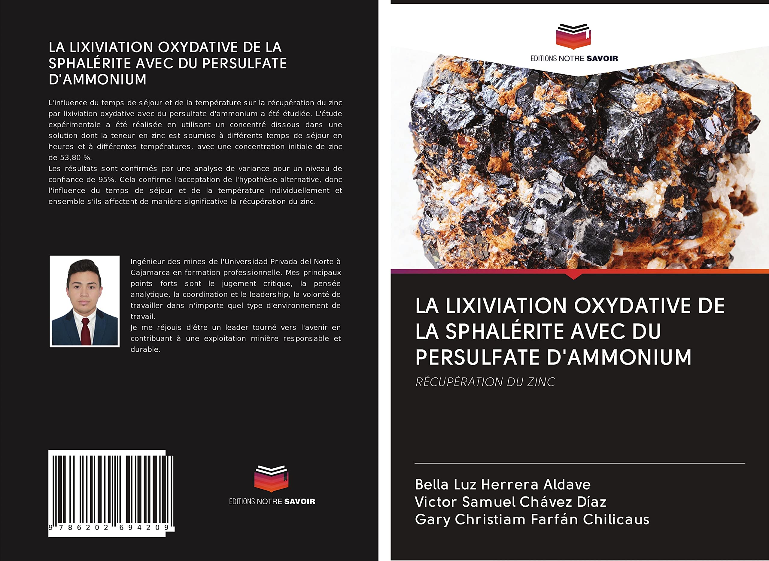 LA LIXIVIATION OXYDATIVE DE LA SPHALÉRITE AVEC DU PERSULFATE D'AMMONIUM: RÉCUPÉRATION DU ZINC Geology & Geography