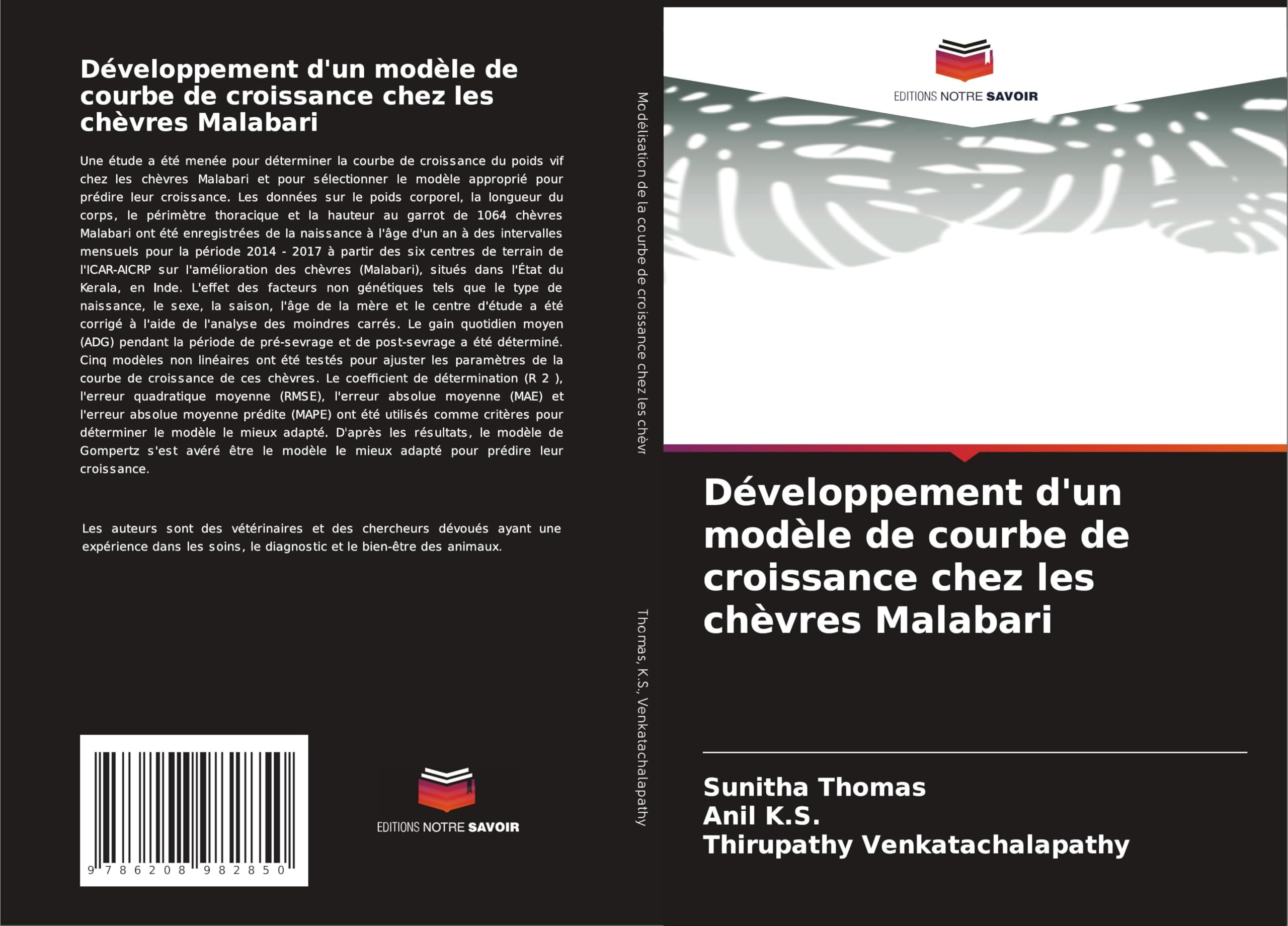 Développement d'un modèle de courbe de croissance chez les chèvres Malabari Medicine