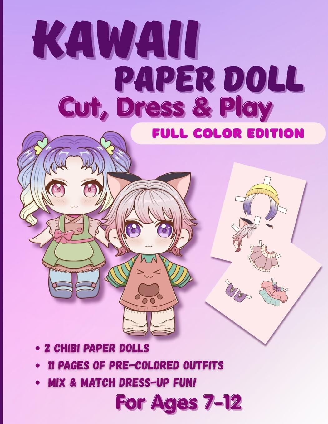 Kawaii Paper Doll Cut, Dress & Play. Full Color Edition For Ages 7-12 Novels & Short Stories