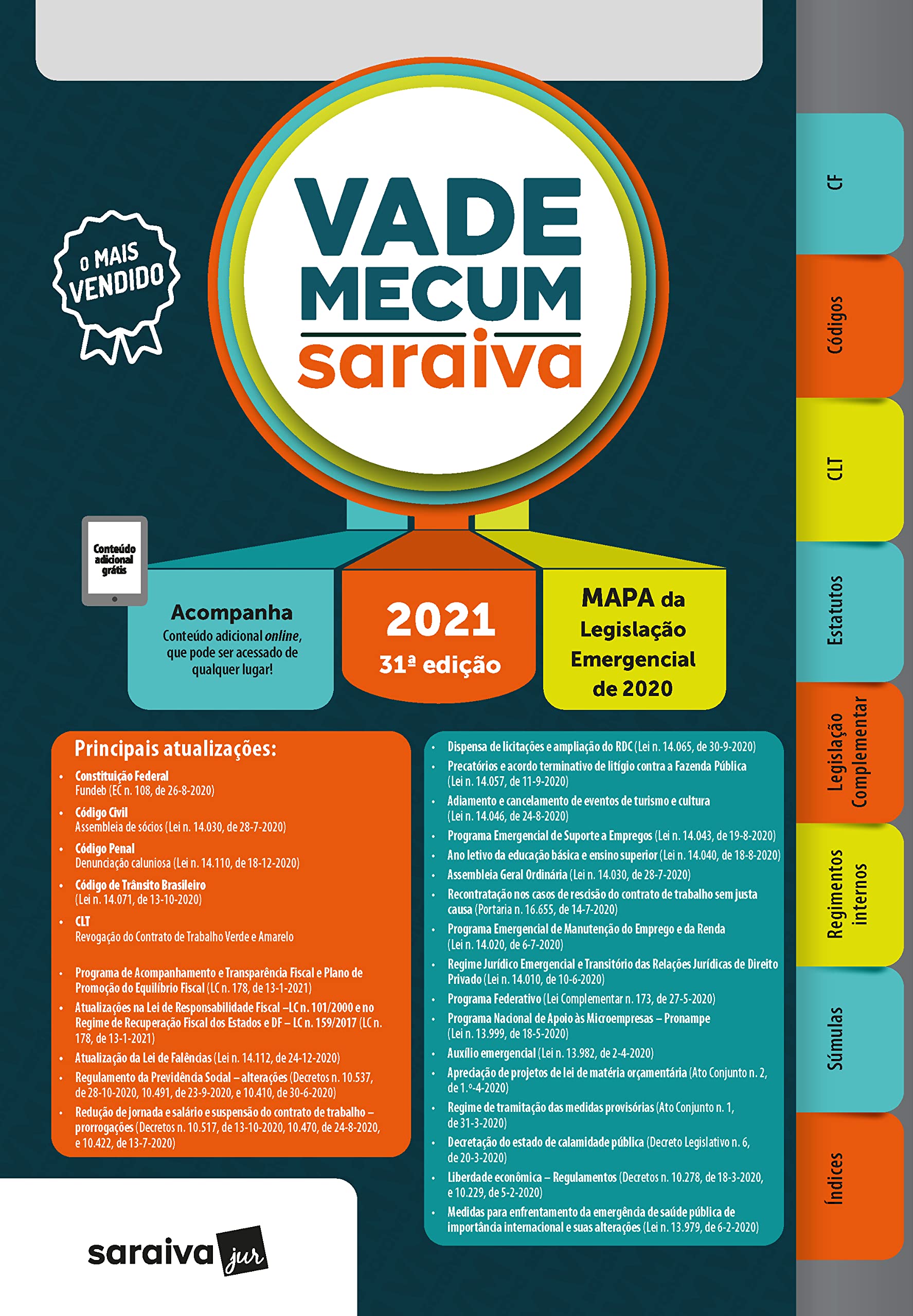 Vade Mecum 2021 Saraiva - Tradicional - 31a Edicao - inclui Mapa de Legislacao Emergencial (Em Portugues do Brasil) book