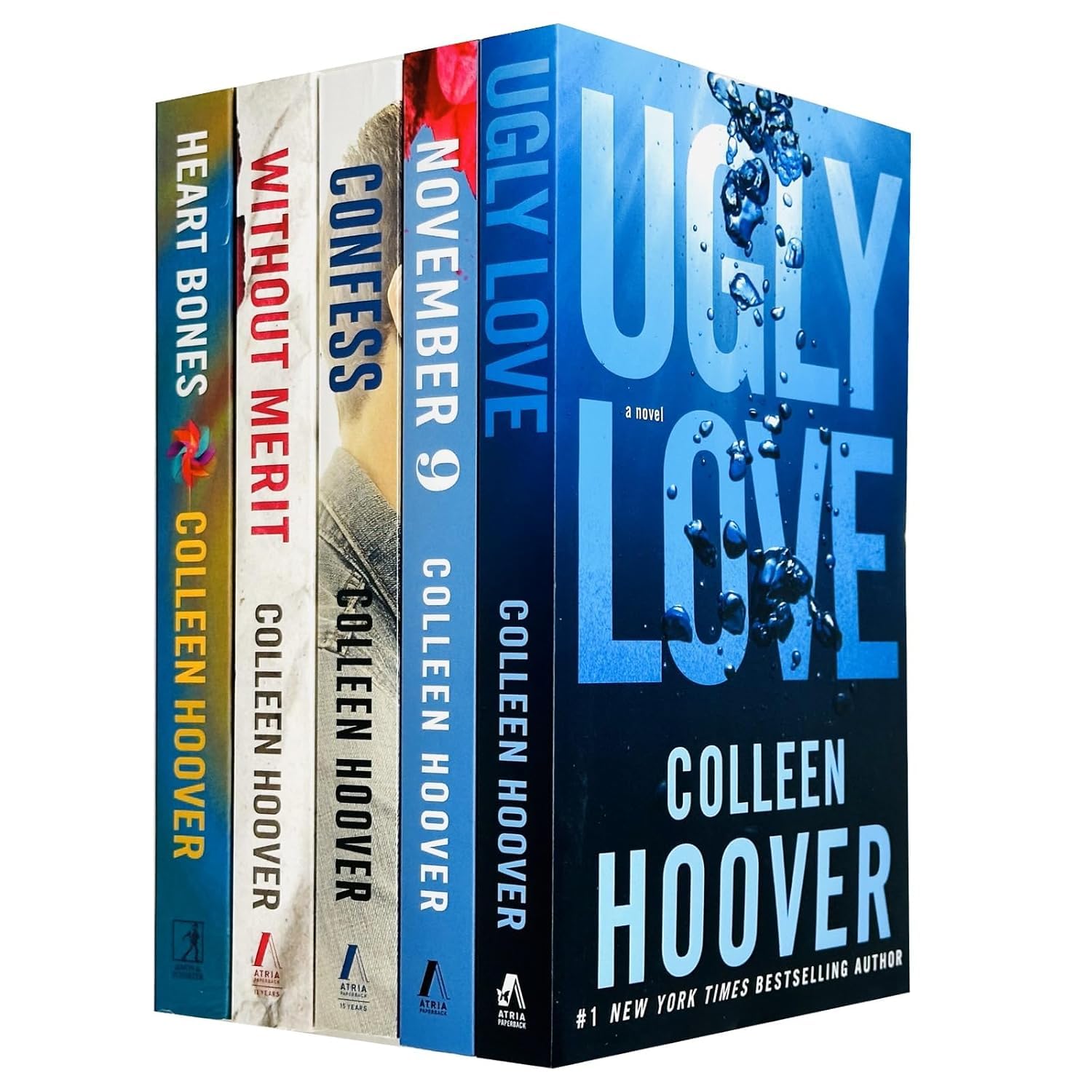 Colleen Hoover 5 Books Collection Set (Ugly Love, November 9, Confess, Without Merit & Heart Bones) Contemporary Romance