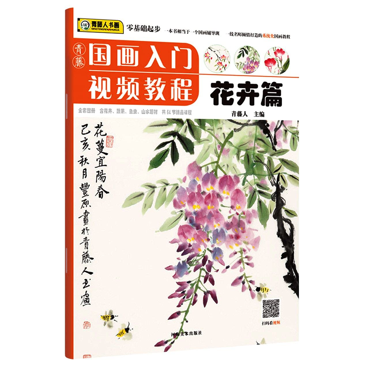 青藤国画入门视频教程 花卉篇 调色植物国画教程国画基础知识画法范例与讲解写生与课堂实践*图书 河南美术出版社 9787540149444 Books