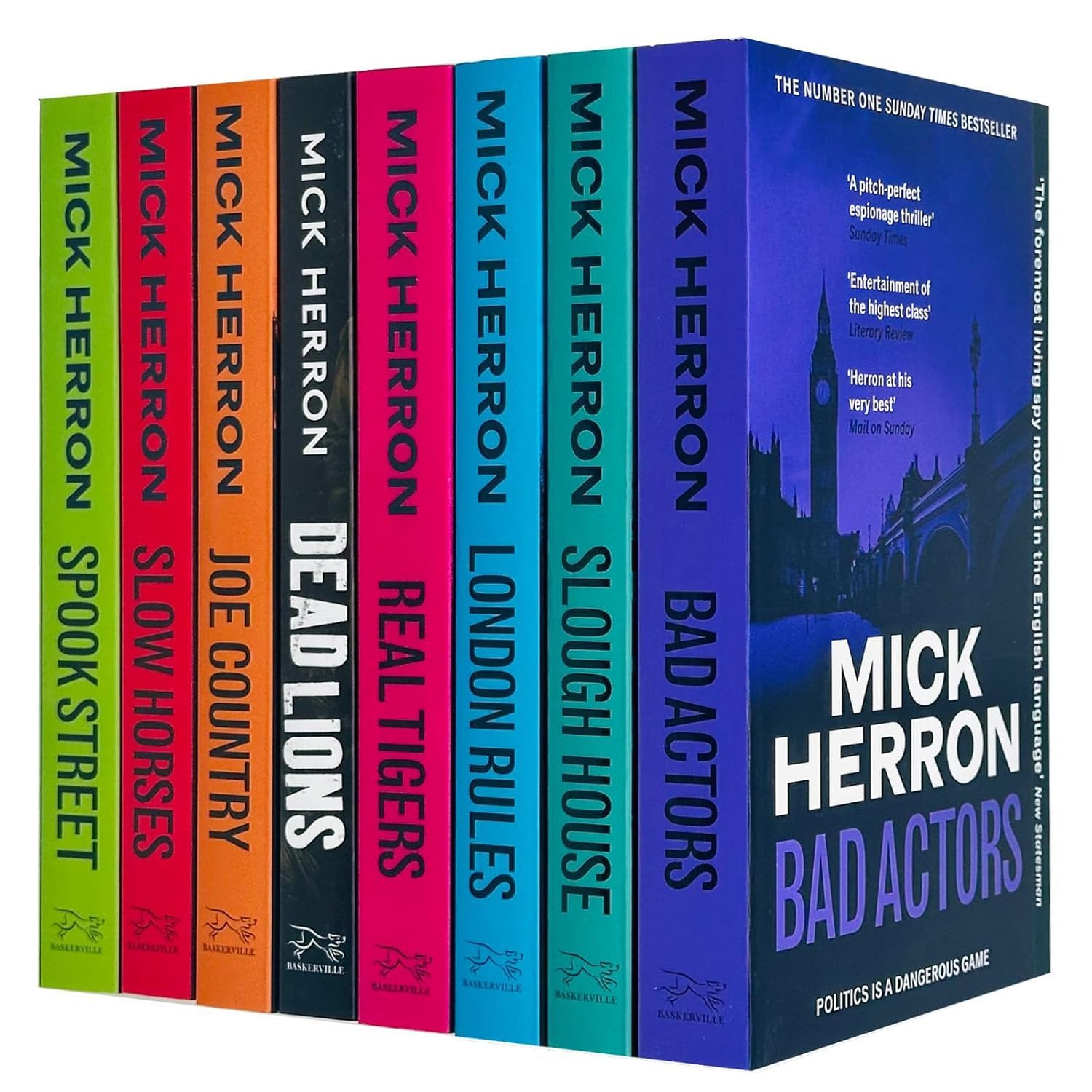 Mick Herron 8 Books Collection Set (Spook Street, London Rules, Joe Country, Slow Horses, Dead Lions, Real Tiger, Slough House & Bad Actors) Suspense & Thrillers
