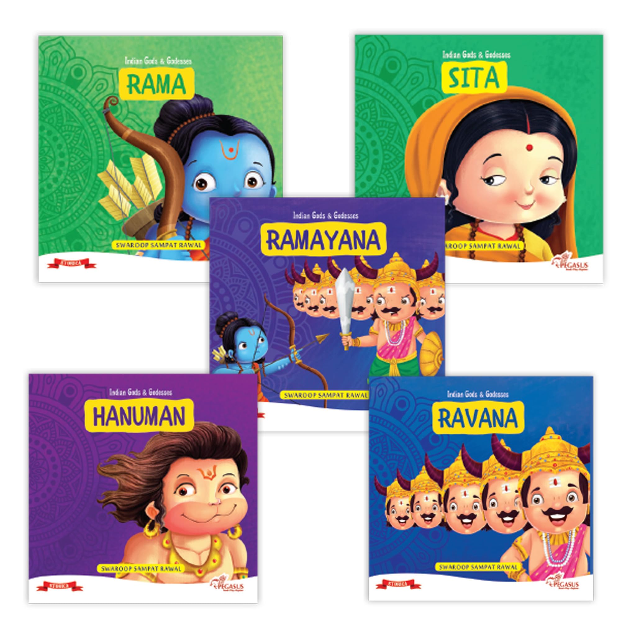 Ramayana Book for Kids (Illustrated) (Set Of 5 Books) - Rama, Sita, Hanuman, Ravana, Ramayana |English Short Stories With Colourful Pictures | Story Book For Kids Books