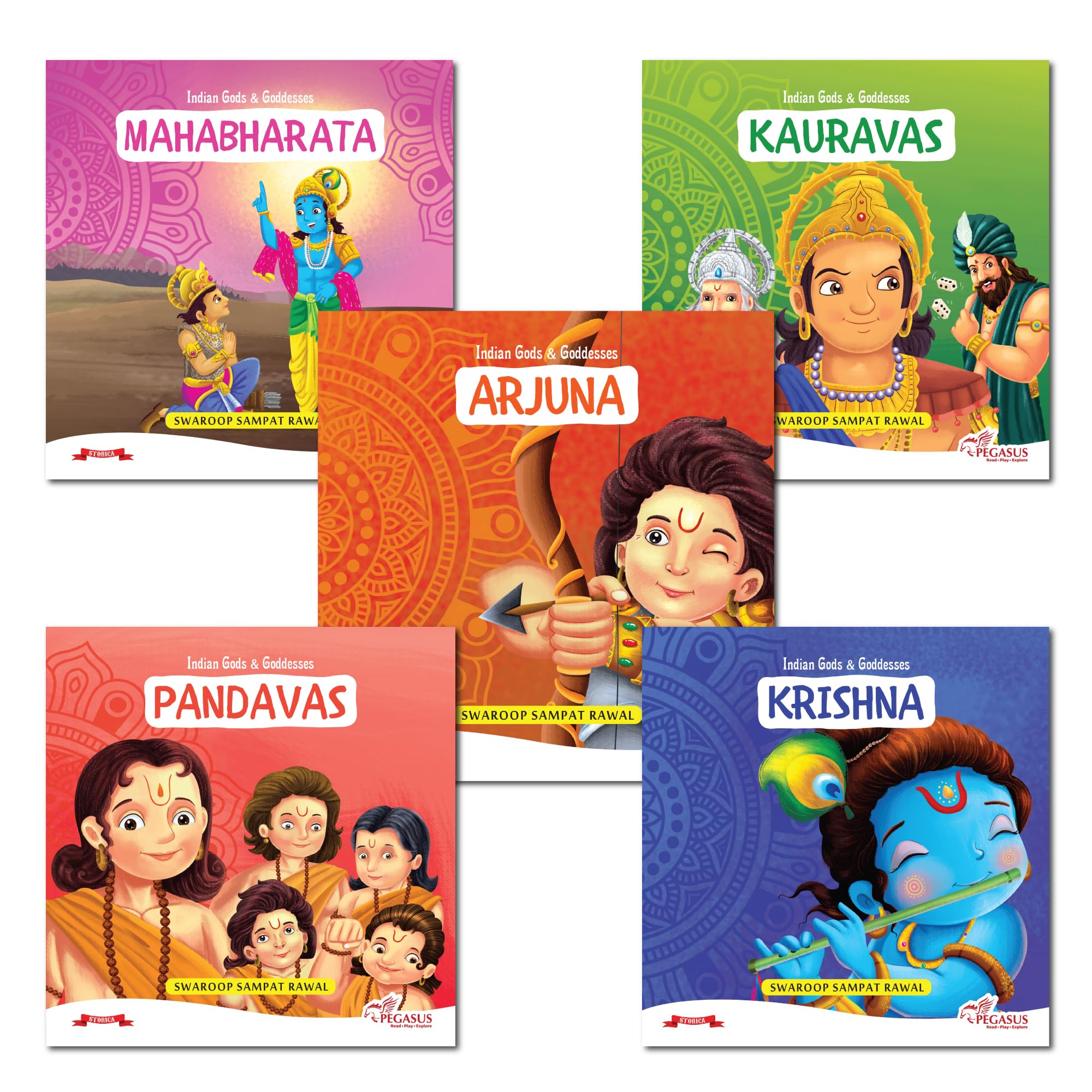 Mahabharat Illustrated Book for Kids (Set Of 5 Books) - Arjuna, Krishna, Pandavas, Kauravas, Mahabharata |English Short Stories With Colourful ... Sku: Mahabharatset Children Books Pegasus Books