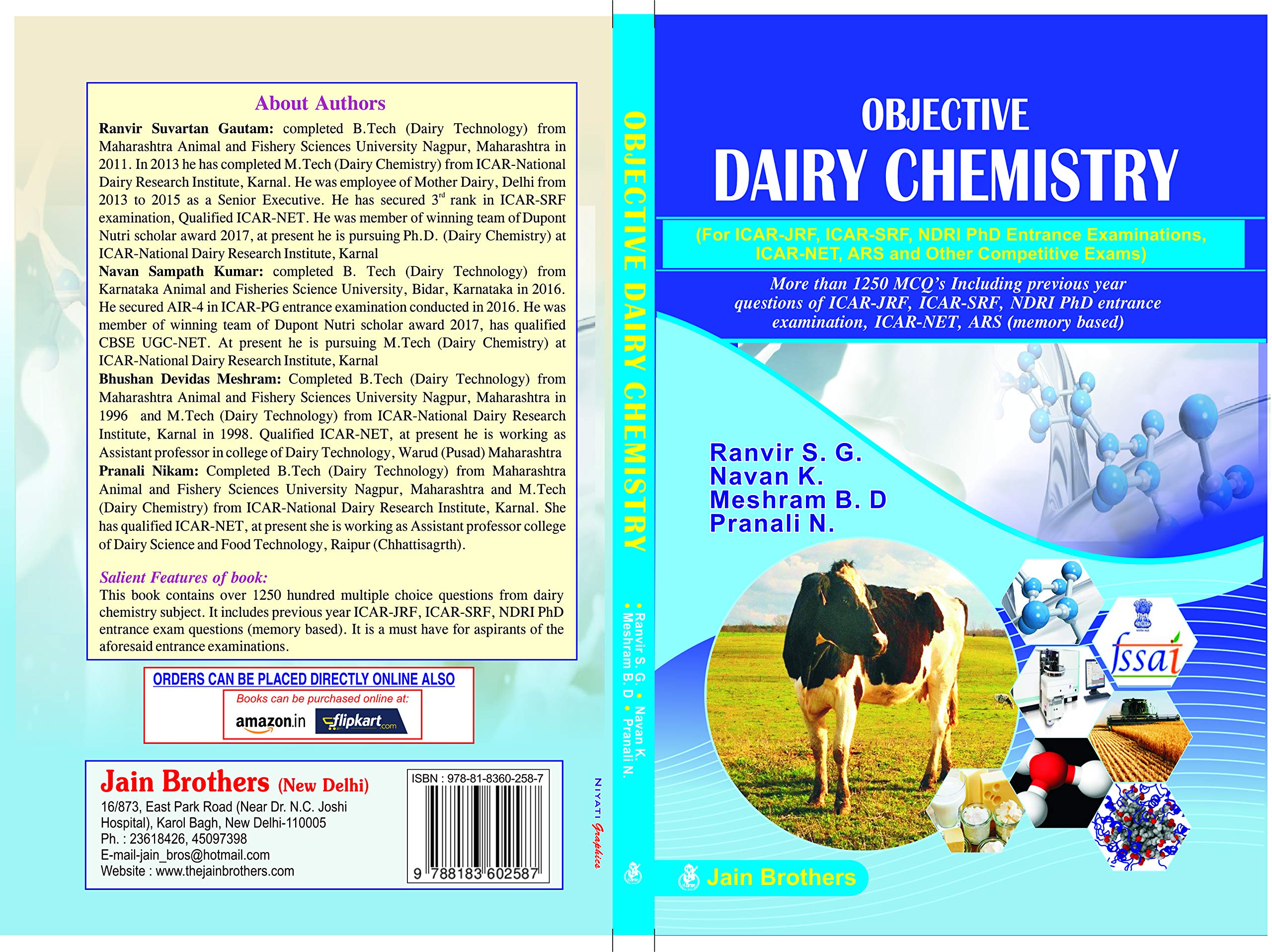 Objective Dairy Chemistry For ICAR JRF ICAR SRF NDRI PhD Entrance Examinations ICAR NET ARS and Other Competitive Exams G S, Ranvir ed al Books