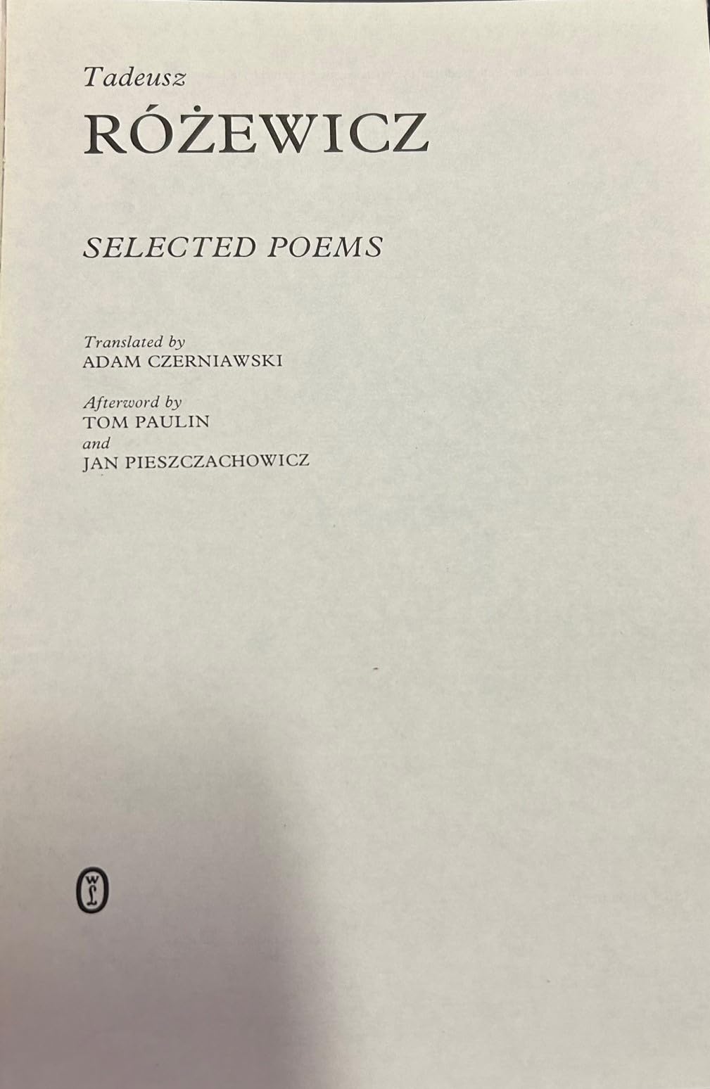 Poezje wybrane, Selected Poems Books