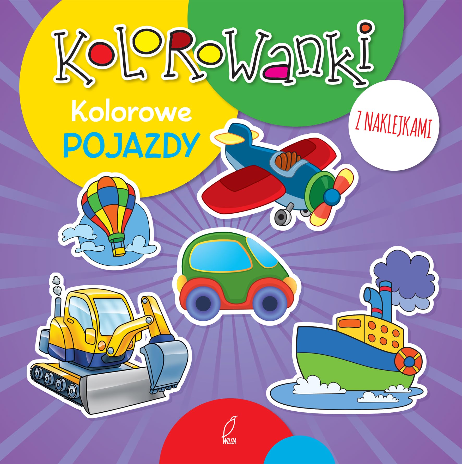 Kolorowanki z naklejkami Kolorowe pojazdy Books