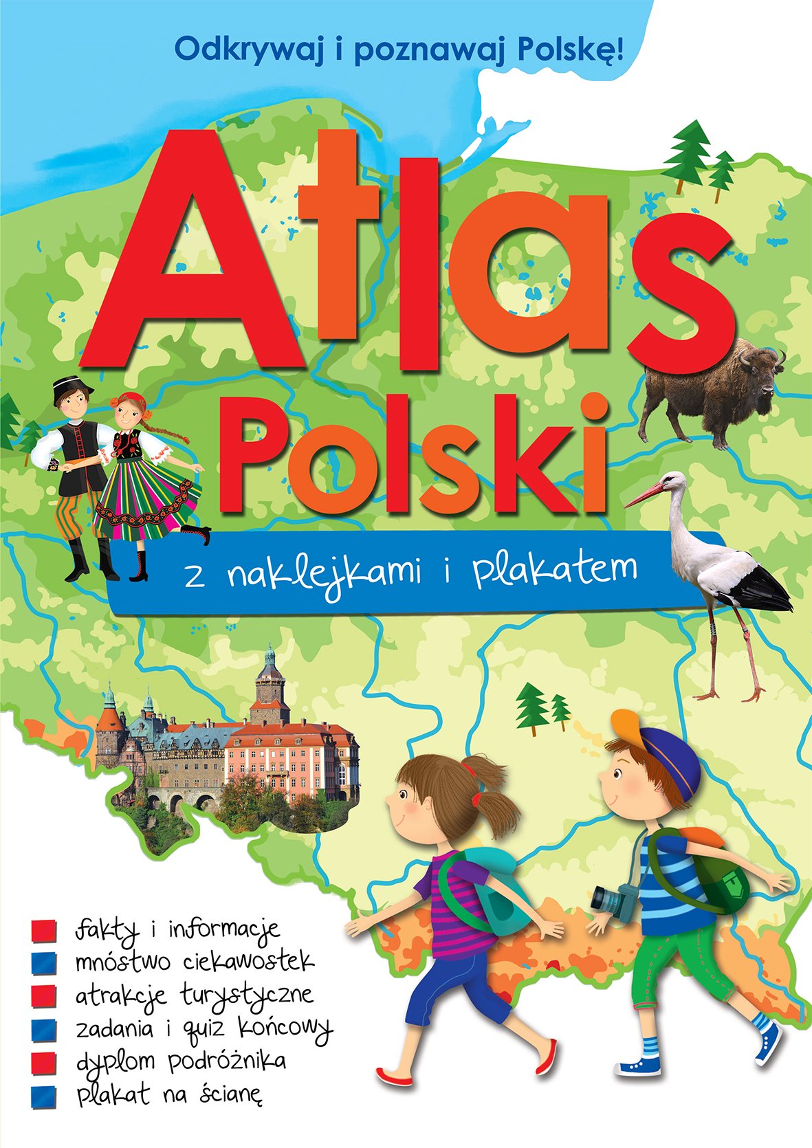Atlas Polski z naklejkami i plakatem Learning & Reference