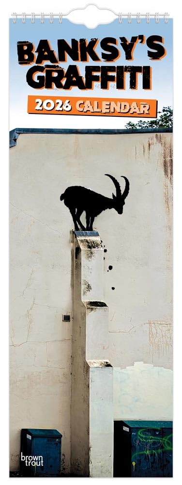 Banksy's Graffiti OFFICIAL | 2026 5.7 x 16.5 Inch (Hanging) Monthly Slimline Wall Calendar | BrownTrout | Drawings Street Art Design Film, Art & Culture