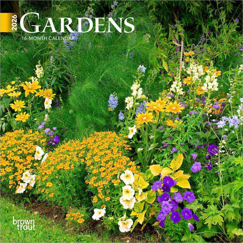 Gardens | 2026 7 x 14 Inch (Hanging) Monthly Mini Wall Calendar | BrownTrout | Gardening Outdoor Home Garden & Plants