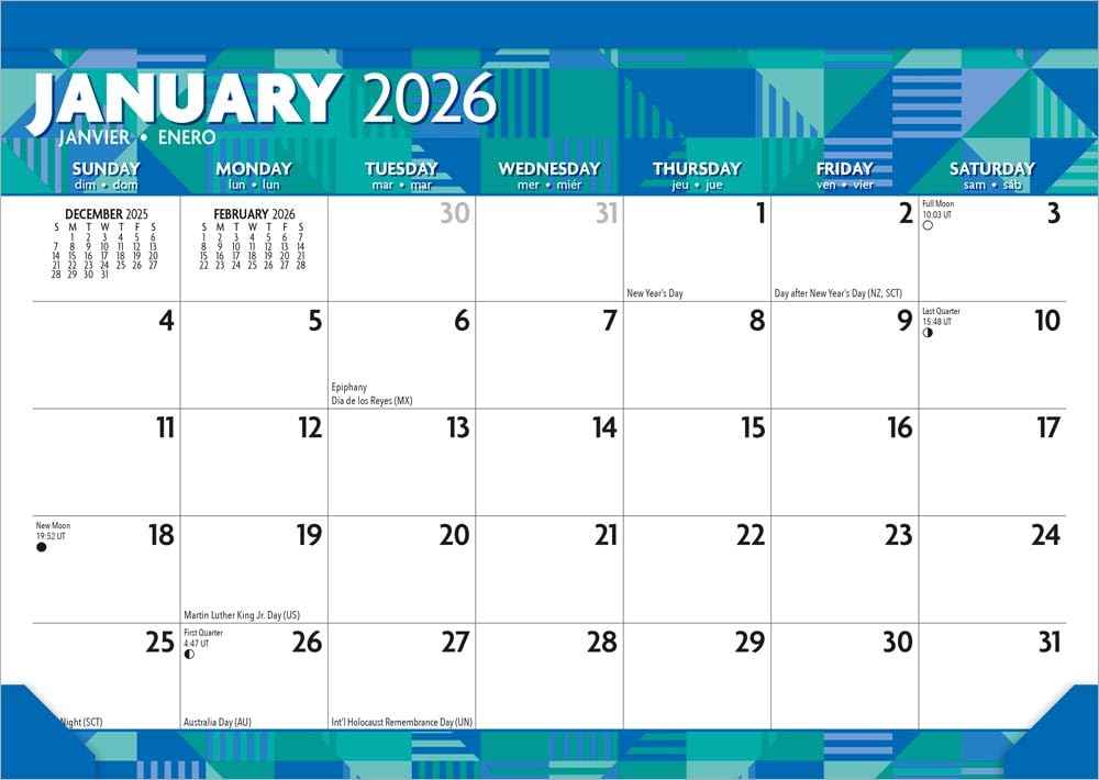 Large Print | 2026 17 x 12 Inch Monthly Desk Pad Calendar | BrownTrout | Easy to See Large Font Home & Household