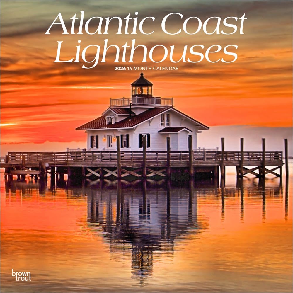 Atlantic Coast Lighthouses | 2026 12 x 24 Inch (Hanging) Monthly Square Wall Calendar | Plastic-Free | BrownTrout | USA United States of America Scenic Nature Ocean Sea East Leisure, Home & Garden