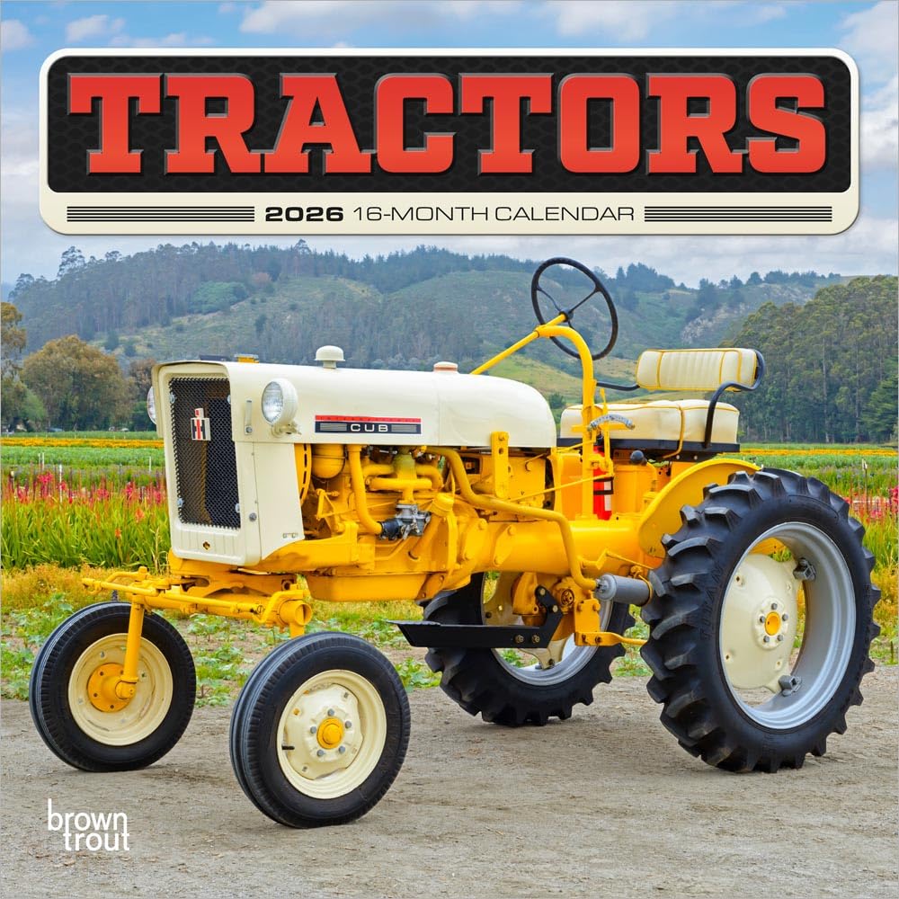 Tractors | 2026 7 x 14 Inch (Hanging) Monthly Mini Wall Calendar | BrownTrout | Farm Rural Country Machinery Natural Sciences