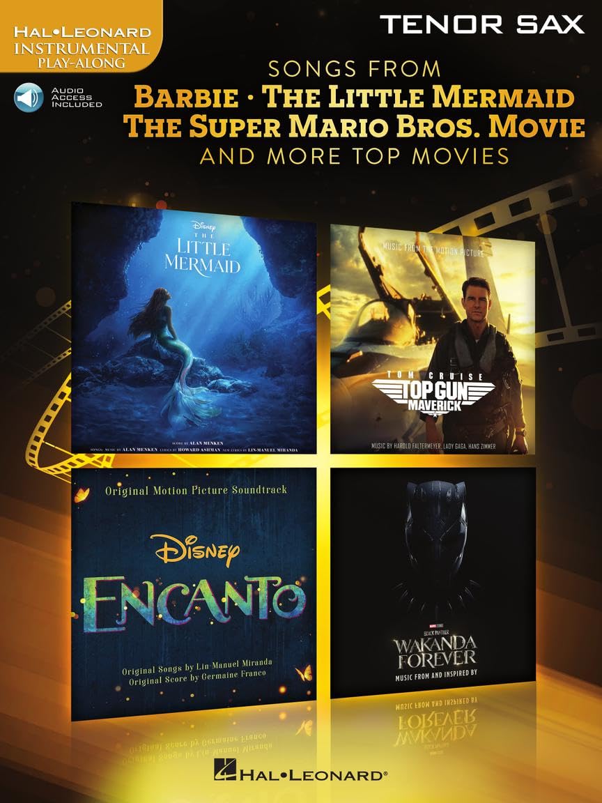 Songs from Barbie, the Little Mermaid, the Super Mario Bros. Movie, and More Top Movies for Tenor Sax with Online Audio Demo and Backing Tracks Sheet Music