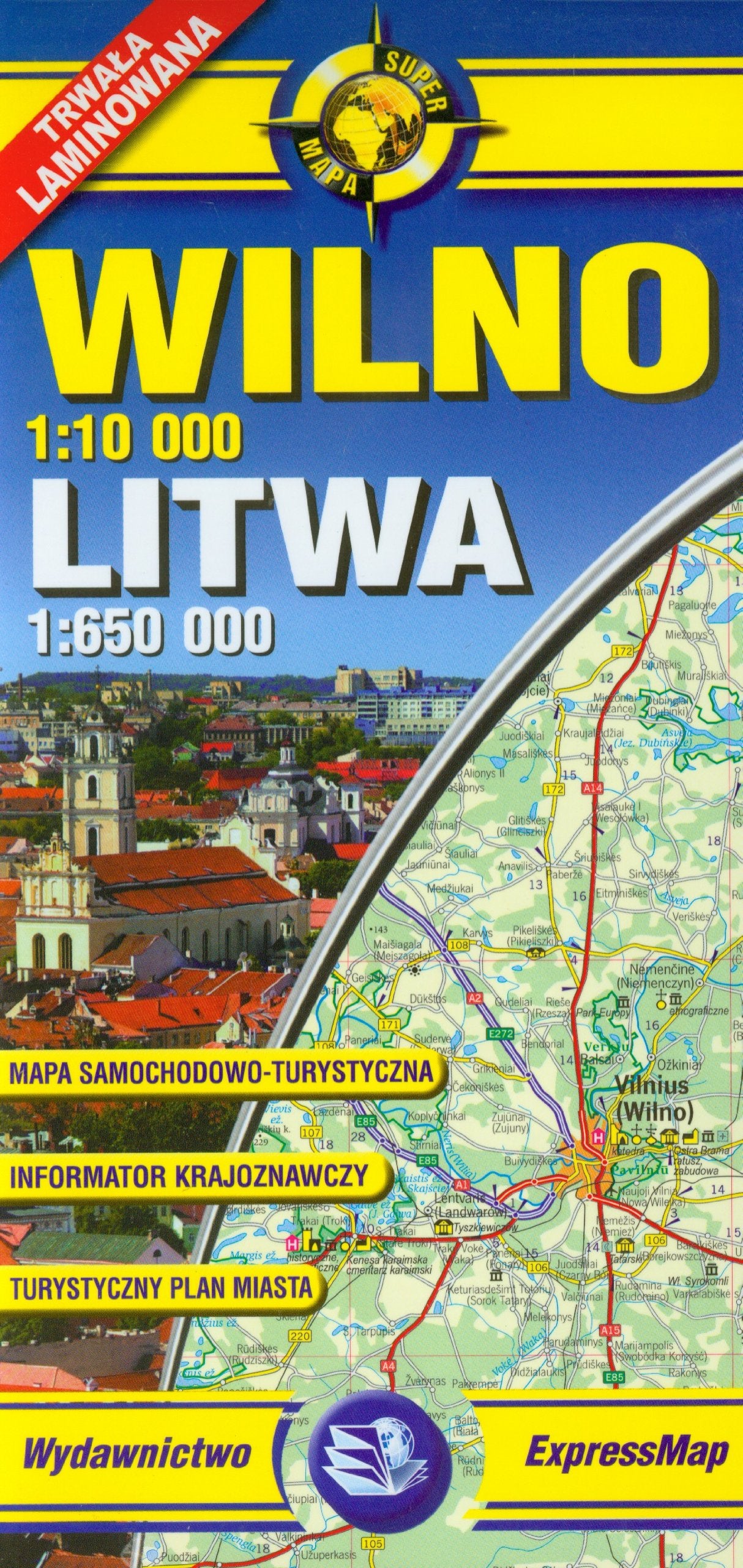 Wilno mapa samochodowo turystyczna 1:10 000 Litwa 1:650 000 Maps & Plans