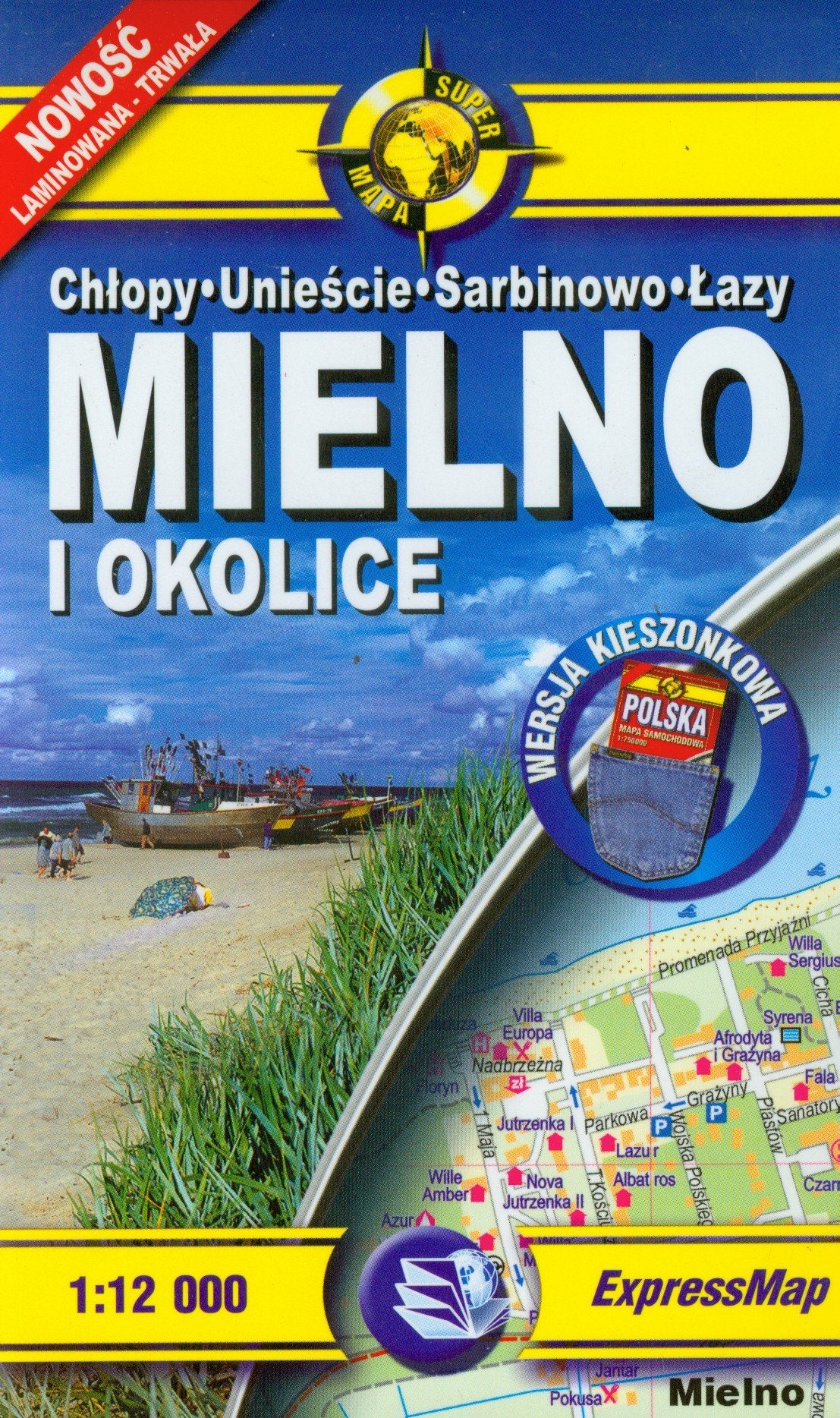 Mielno i okolice plan miasta 1:12 000: Chlopy Uniescie Sarbinowo Lazy. Wersja kieszonkowa Maps & Plans