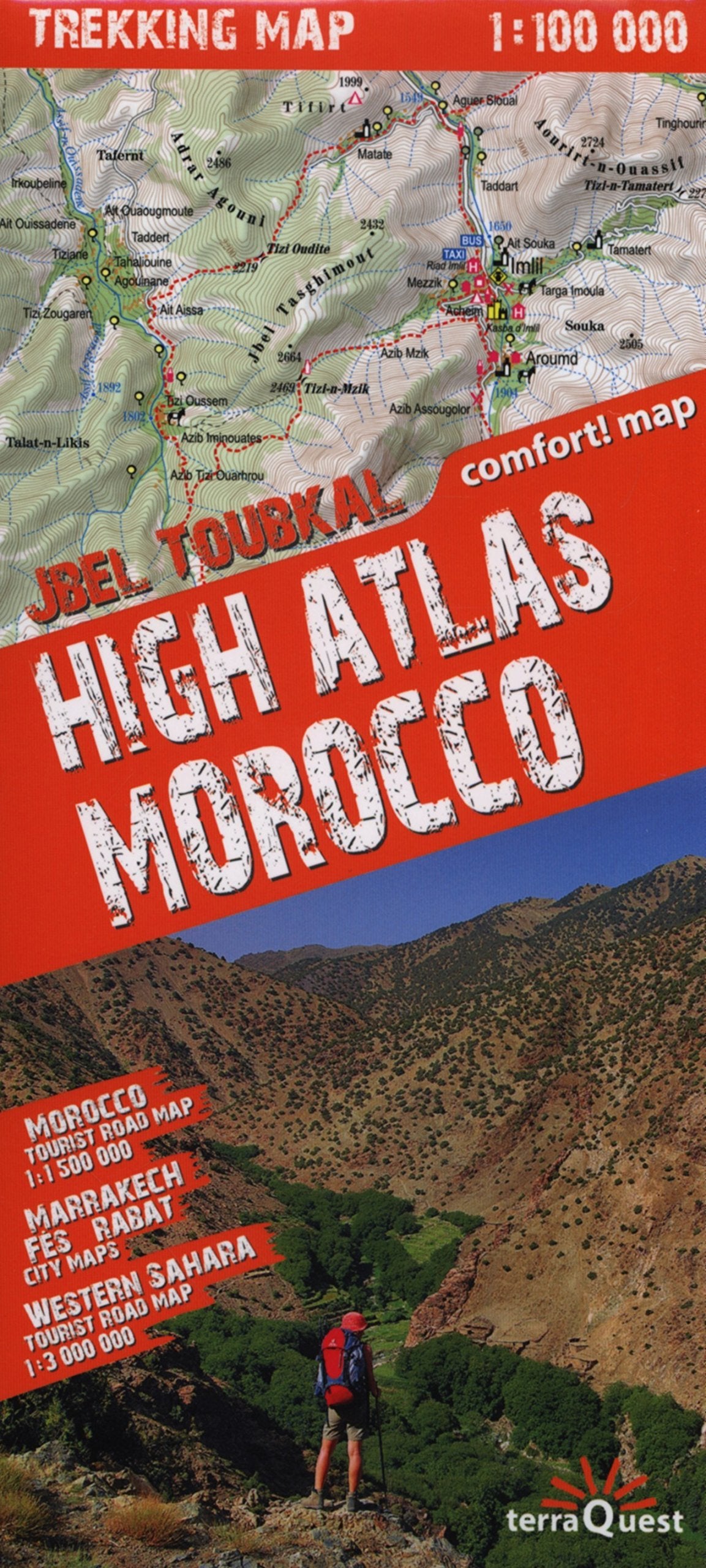 comfort!map Trekking Map Jbel Toubkal, High Atlas Morocco: Trekkingkarte. Morocco Tourist Road Map, Marrakech, Fes, Rabat City Maps, Western Sahara Tourist Road Map. Laminiert Leisure, Home & Garden