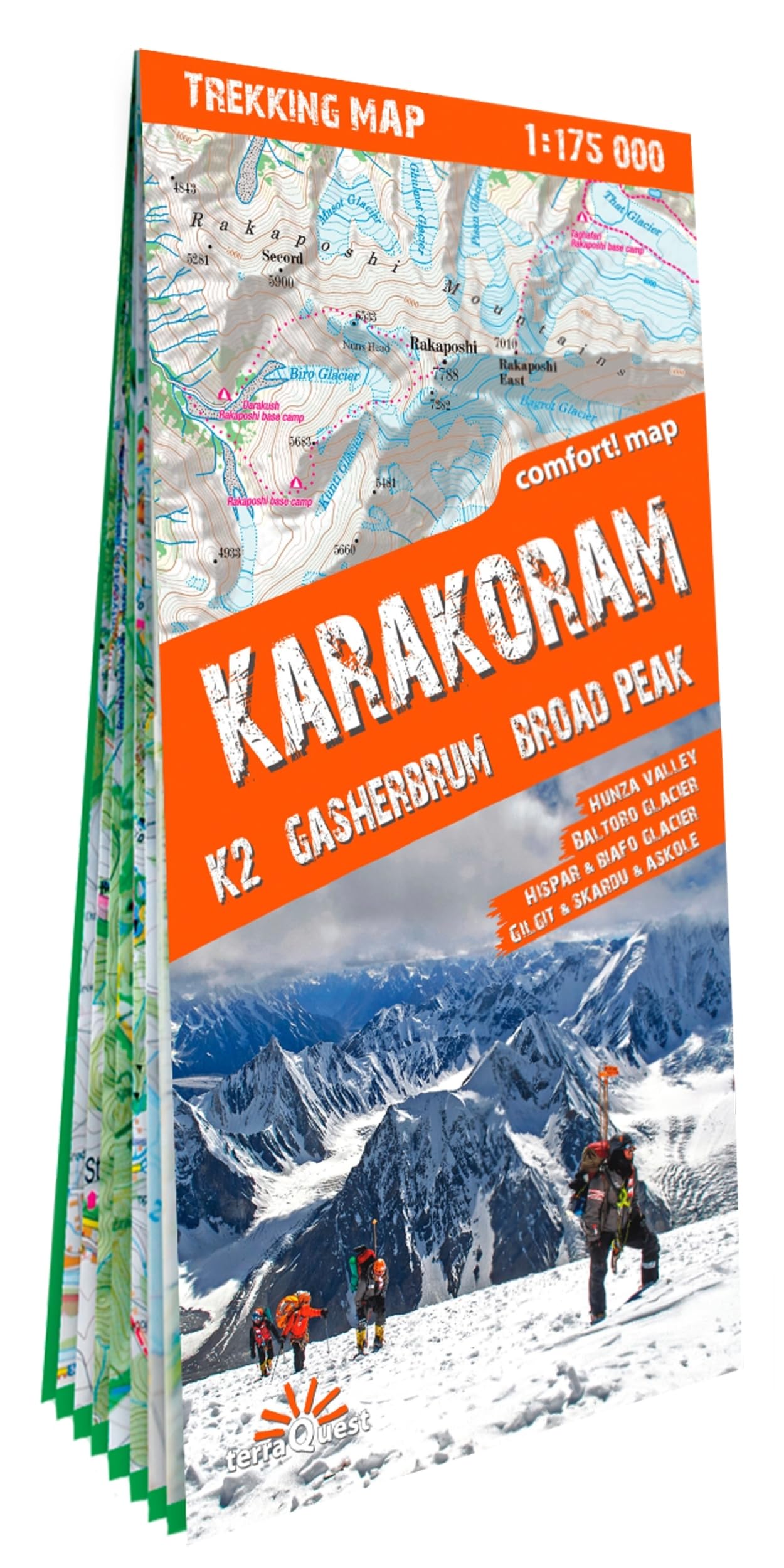 Karakoram K2, Gasherbrum, Broad Peak 1/175 000 (carte grand format laminée trekking tQ) - Anglais book